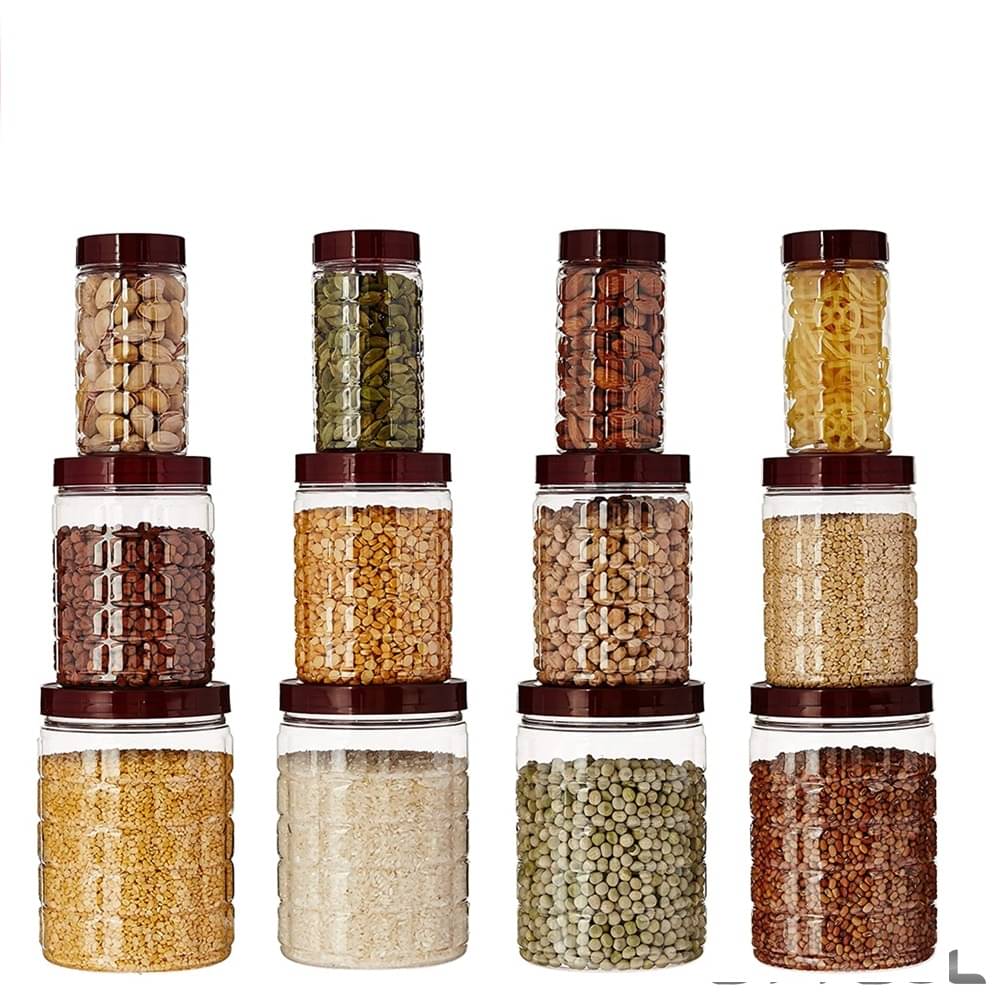    			Stysol 12 Jar Container  Plastic Blue Dal Container ( Set of 12 )