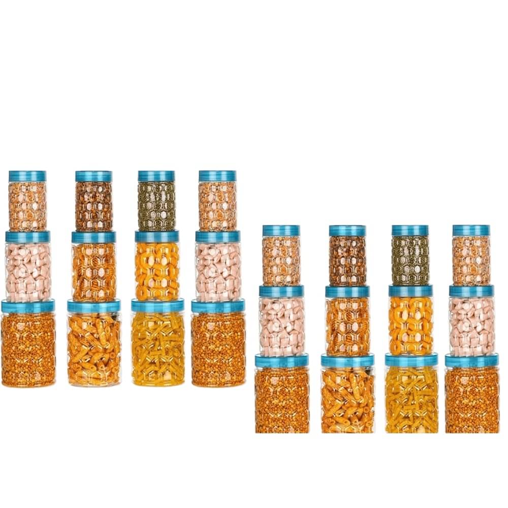     			Stysol 24 Jar Container  Plastic Blue Dal Container ( Set of 24 )