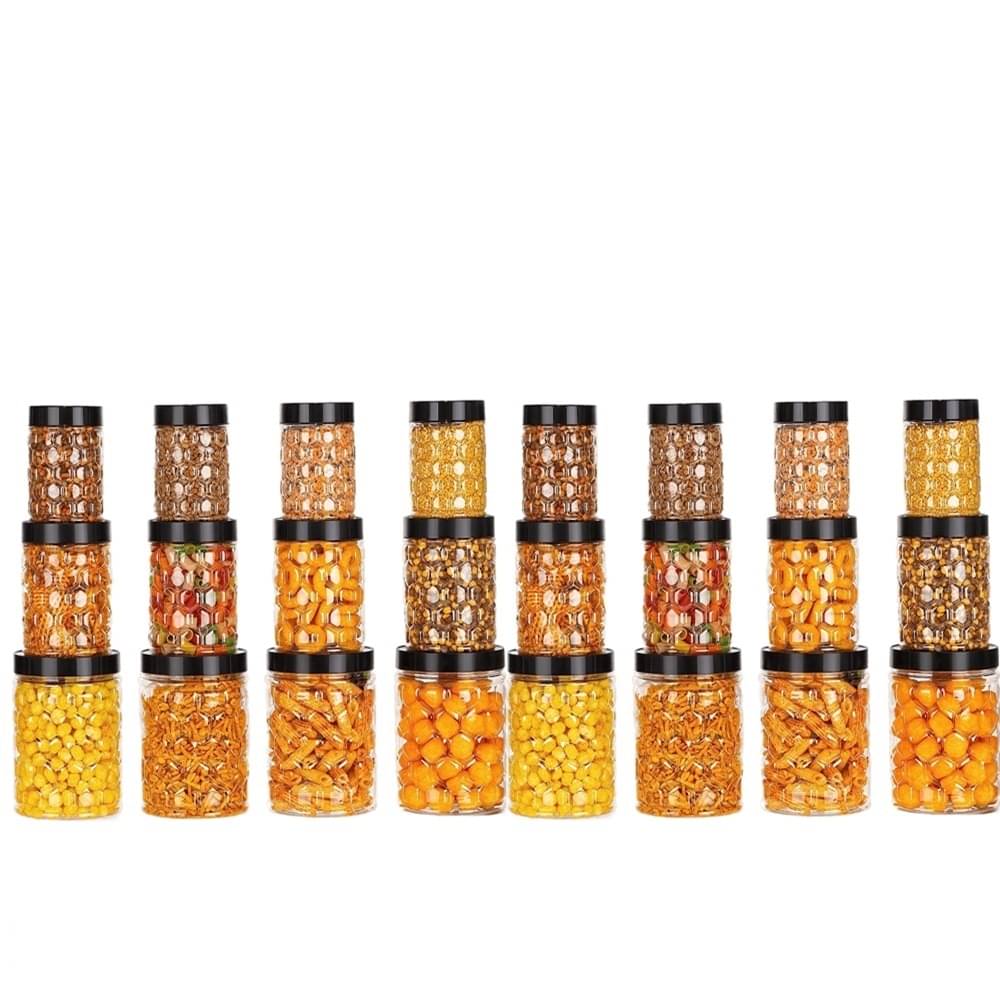     			Stysol 24 Jar Container  Plastic Black Dal Container ( Set of 24 )