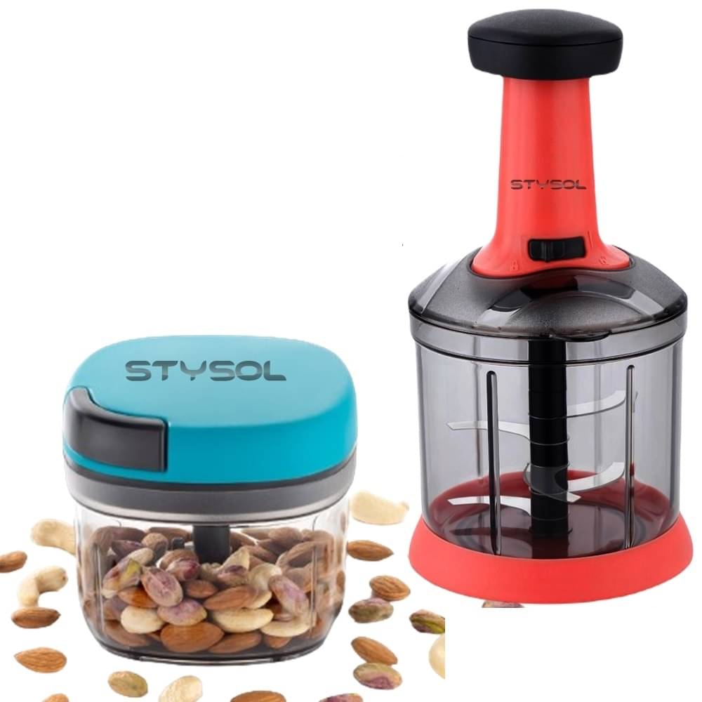 Stysol Choppers Multicolor Plastic Mannual Chopper 1100 ml ( Pack of 2 ) Stysol Choppers Multicolor Plastic Mannual Chopper 1100 ml ( Pack of 2 )