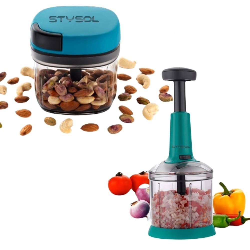 Stysol Choppers Multicolor Plastic Mannual Chopper 1100 ml ( Pack of 2 ) Stysol Choppers Multicolor Plastic Mannual Chopper 1100 ml ( Pack of 2 )