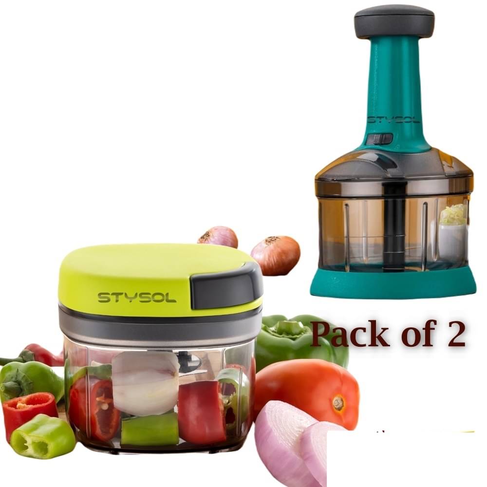 Stysol Choppers Multicolor Plastic Mannual Chopper 1100 ml ( Pack of 2 ) Stysol Choppers Multicolor Plastic Mannual Chopper 1100 ml ( Pack of 2 )