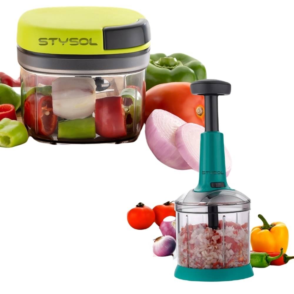 Stysol Choppers Multicolor Plastic Mannual Chopper 1100 ml ( Pack of 2 ) Stysol Choppers Multicolor Plastic Mannual Chopper 1100 ml ( Pack of 2 )