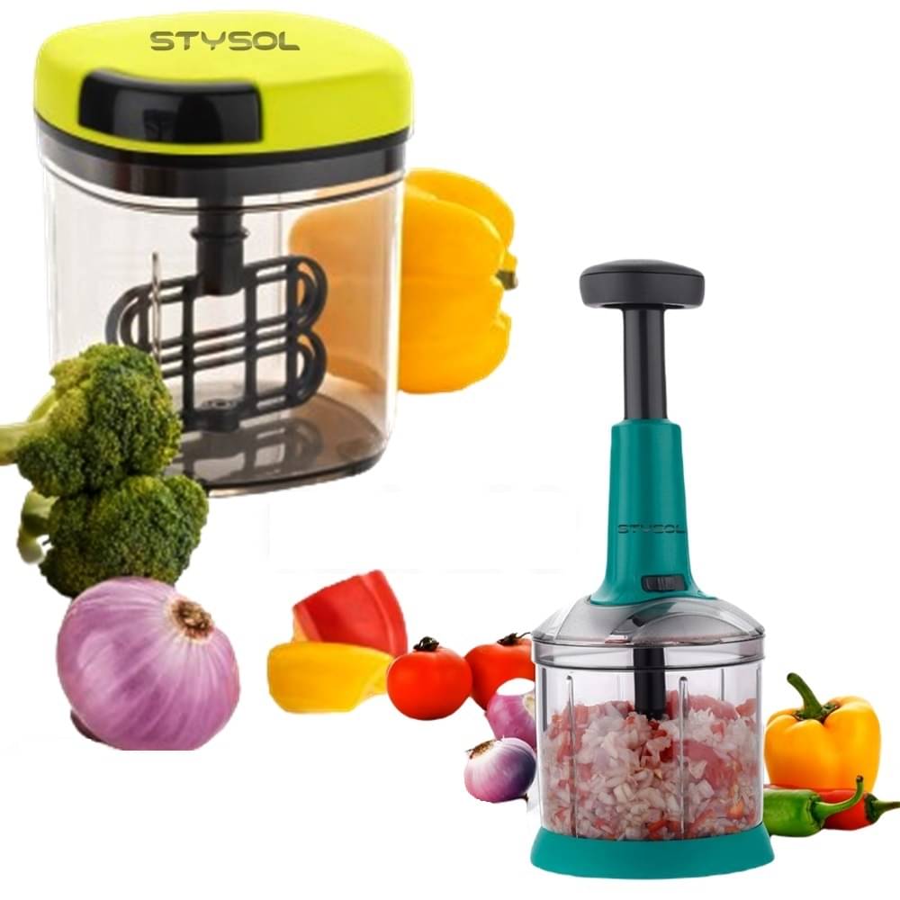 Stysol Choppers Multicolor Plastic Mannual Chopper 1100 ml ( Pack of 2 ) Stysol Choppers Multicolor Plastic Mannual Chopper 1100 ml ( Pack of 2 )