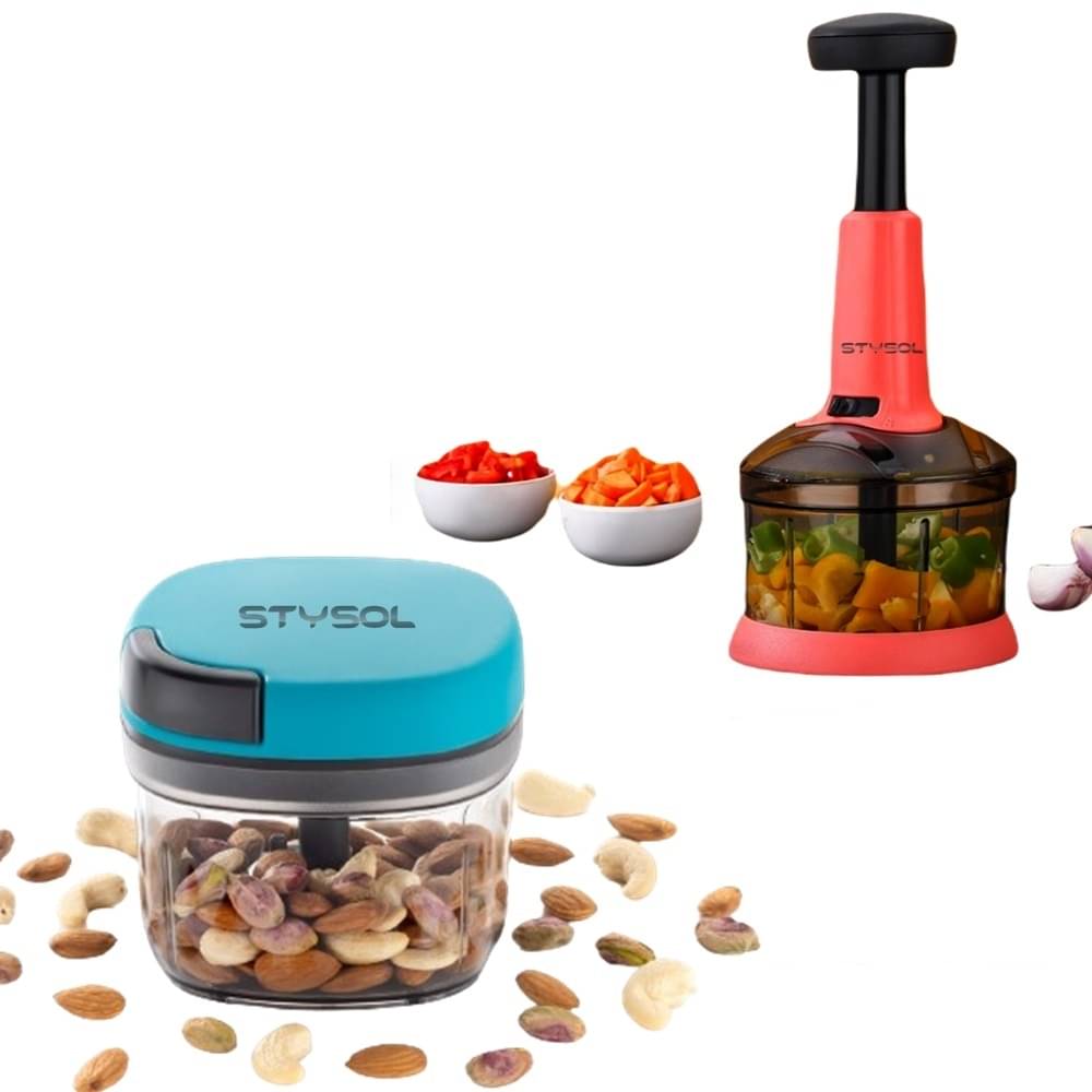 Stysol Choppers Multicolor Plastic Mannual Chopper 1100 ml ( Pack of 2 ) Stysol Choppers Multicolor Plastic Mannual Chopper 1100 ml ( Pack of 2 )