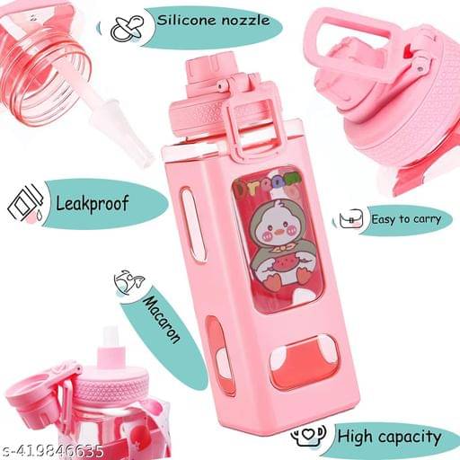 Stysol Square bottle set of 1 Pink Plastic Fridge Water Bottle 1000 mL ( Set of 1 ) Stysol Square bottle set of 1 Pink Plastic Fridge Water Bottle 1000 mL ( Set of 1 )