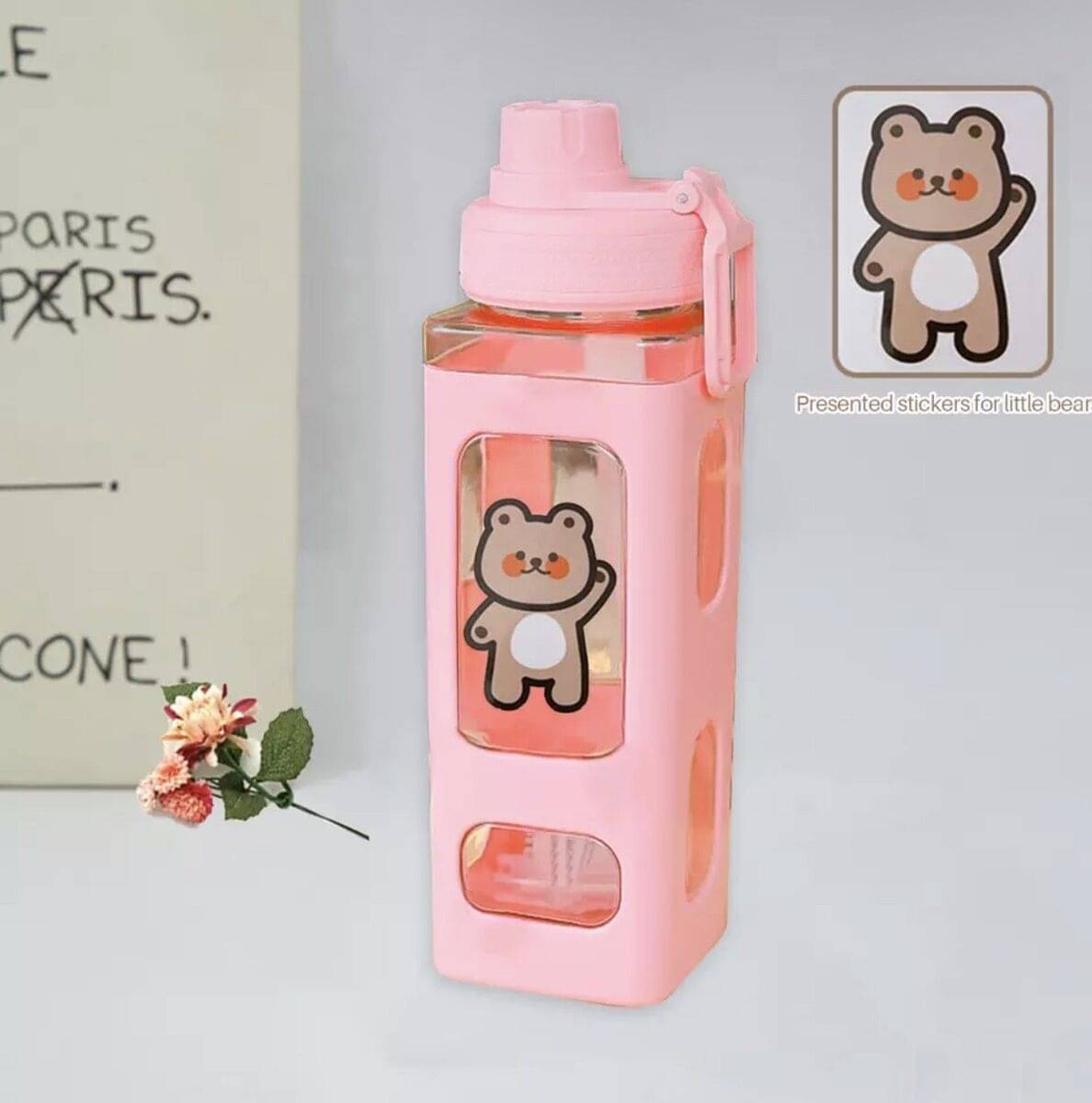     			Stysol Square bottle set of 1 Pink Plastic Fridge Water Bottle 1000 mL ( Set of 1 )