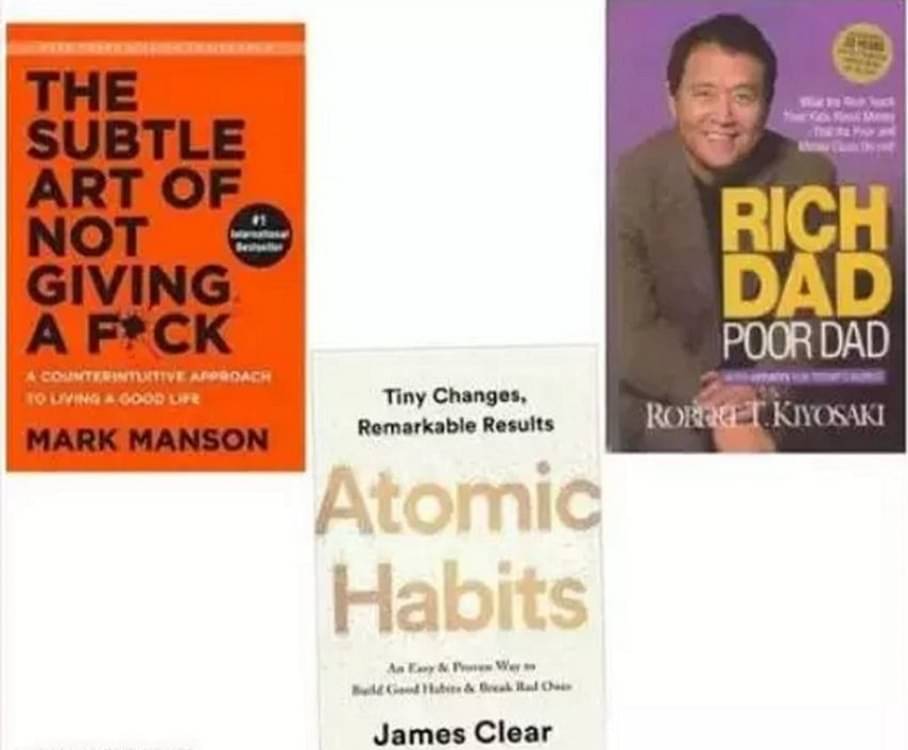 THE SUBTLE ART OF NOT GIVING A F*CK + RICH DAD POOR DAD + ATOMIC HABIT (SET OF 3 BOOKS)     			THE SUBTLE ART OF NOT GIVING A F*CK + RICH DAD POOR DAD + ATOMIC HABIT (SET OF 3 BOOKS)