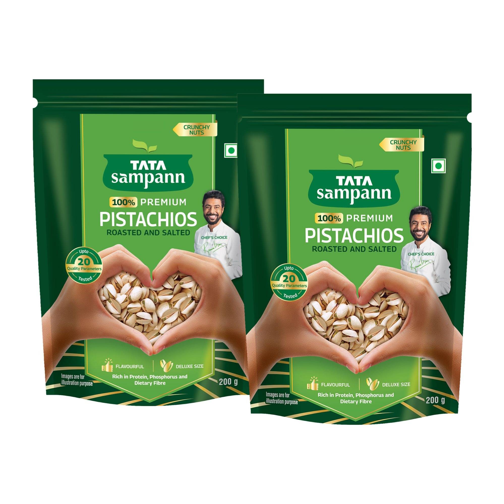     			Tata Sampann Roasted & Salted Pistachios 400gm Pack of 2