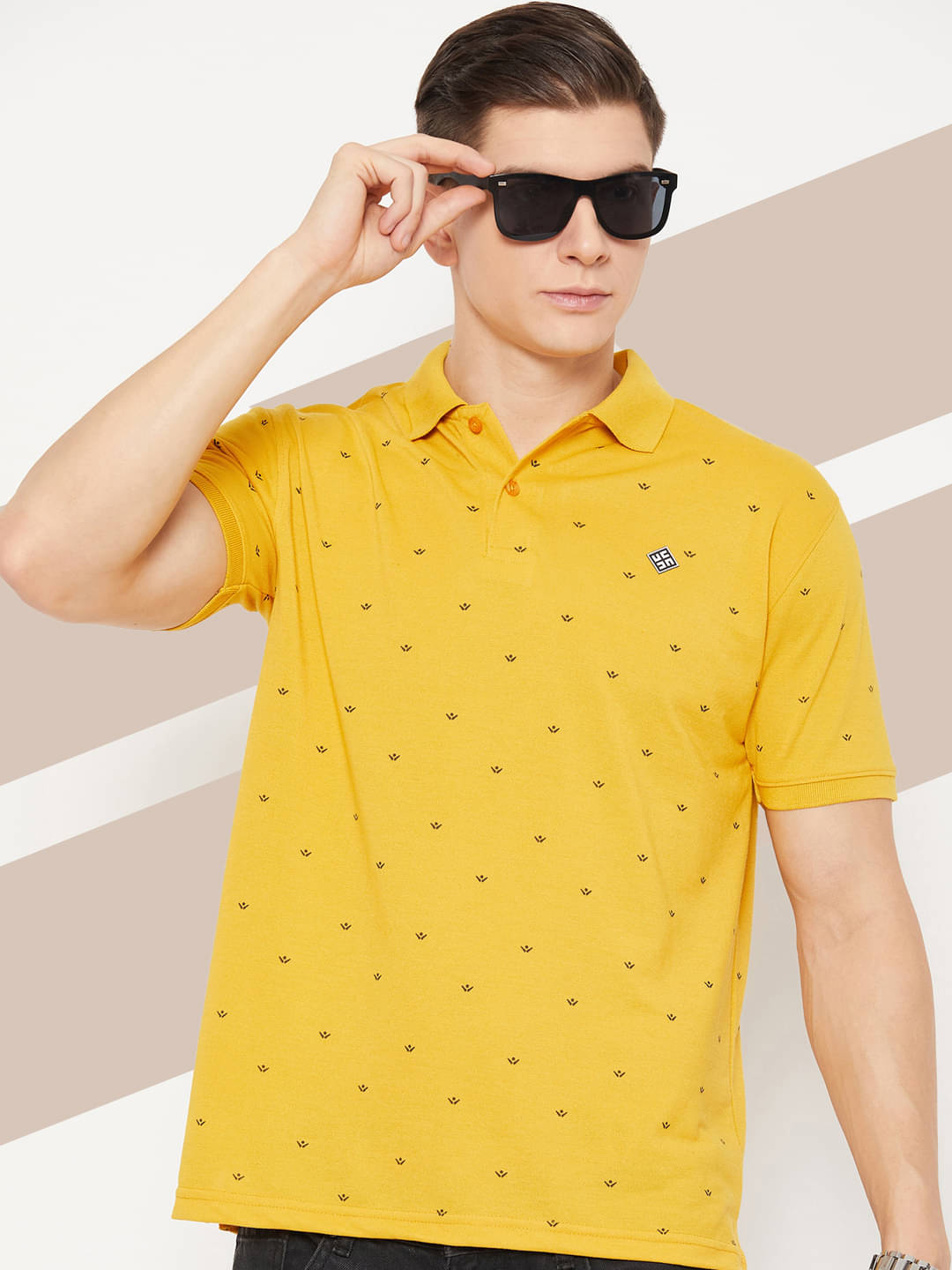     			UBX Pack of 1 Cotton Blend Regular Fit Printed Half Sleeves Men's Polo T Shirt ( Mustard )