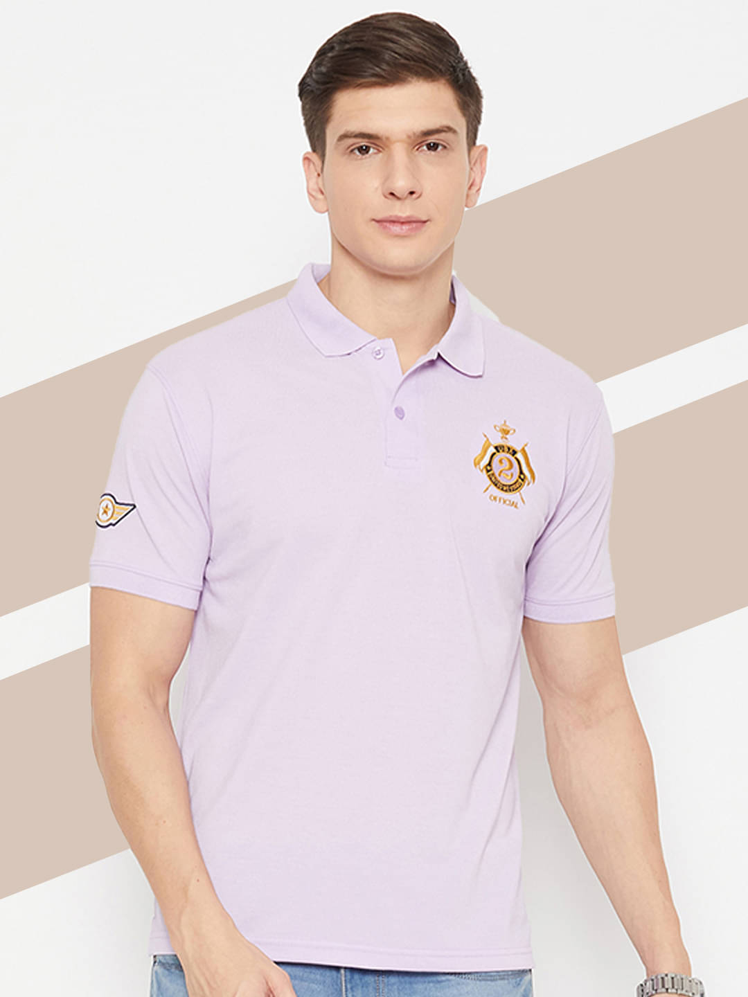    			UBX Pack of 1 Cotton Blend Regular Fit Solid Half Sleeves Men's Polo T Shirt ( Lavender )
