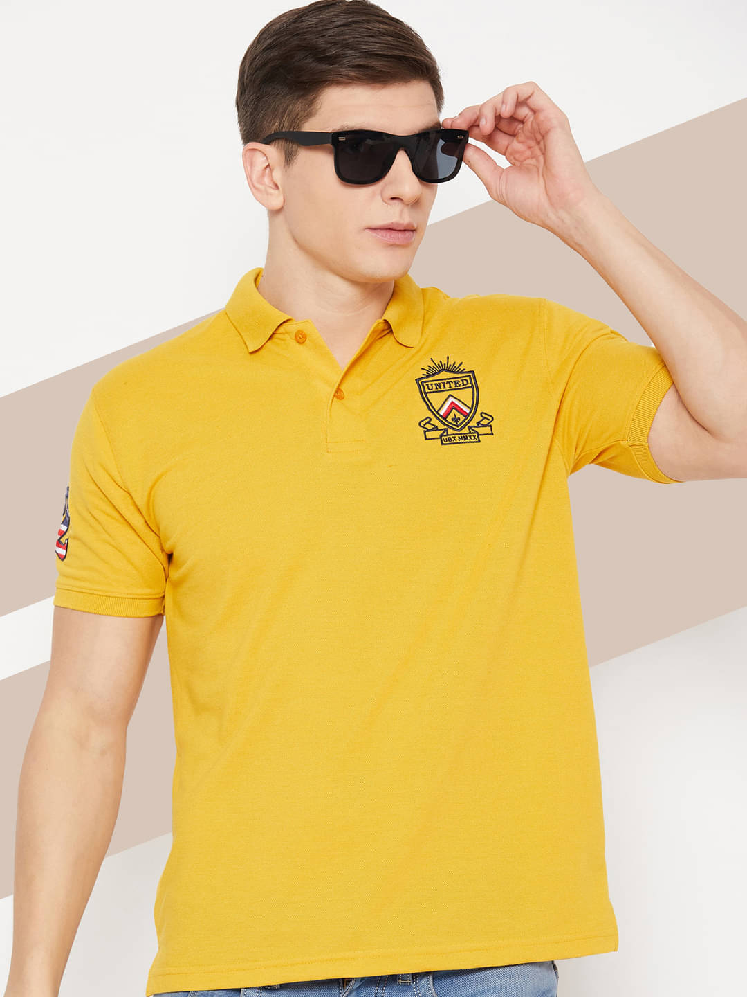 UBX Pack of 1 Cotton Blend Regular Fit Solid Half Sleeves Men's Polo T Shirt ( Mustard )     			UBX Pack of 1 Cotton Blend Regular Fit Solid Half Sleeves Men's Polo T Shirt ( Mustard )