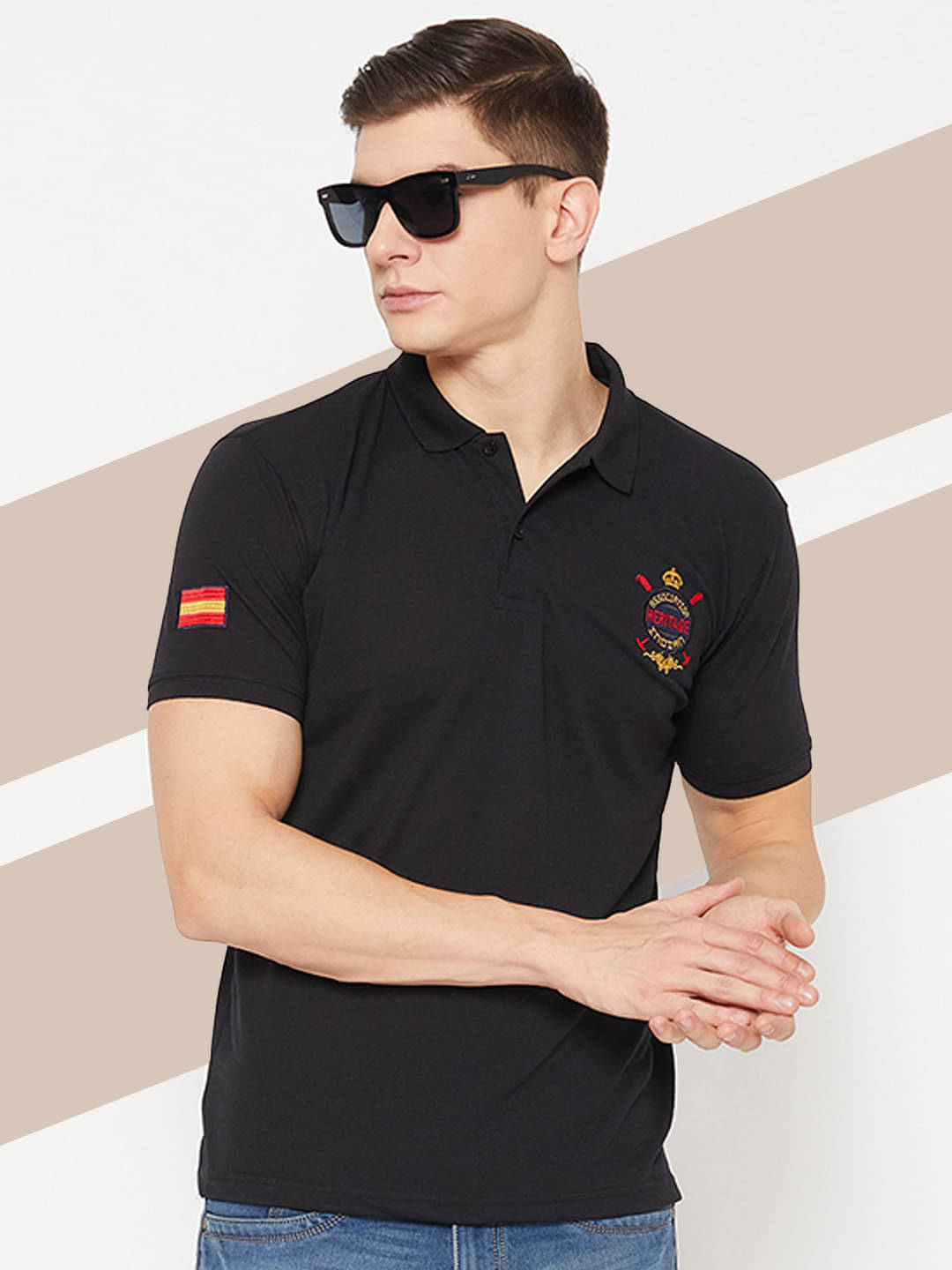     			UBX Pack of 1 Cotton Blend Regular Fit Solid Half Sleeves Men's Polo T Shirt ( Black )