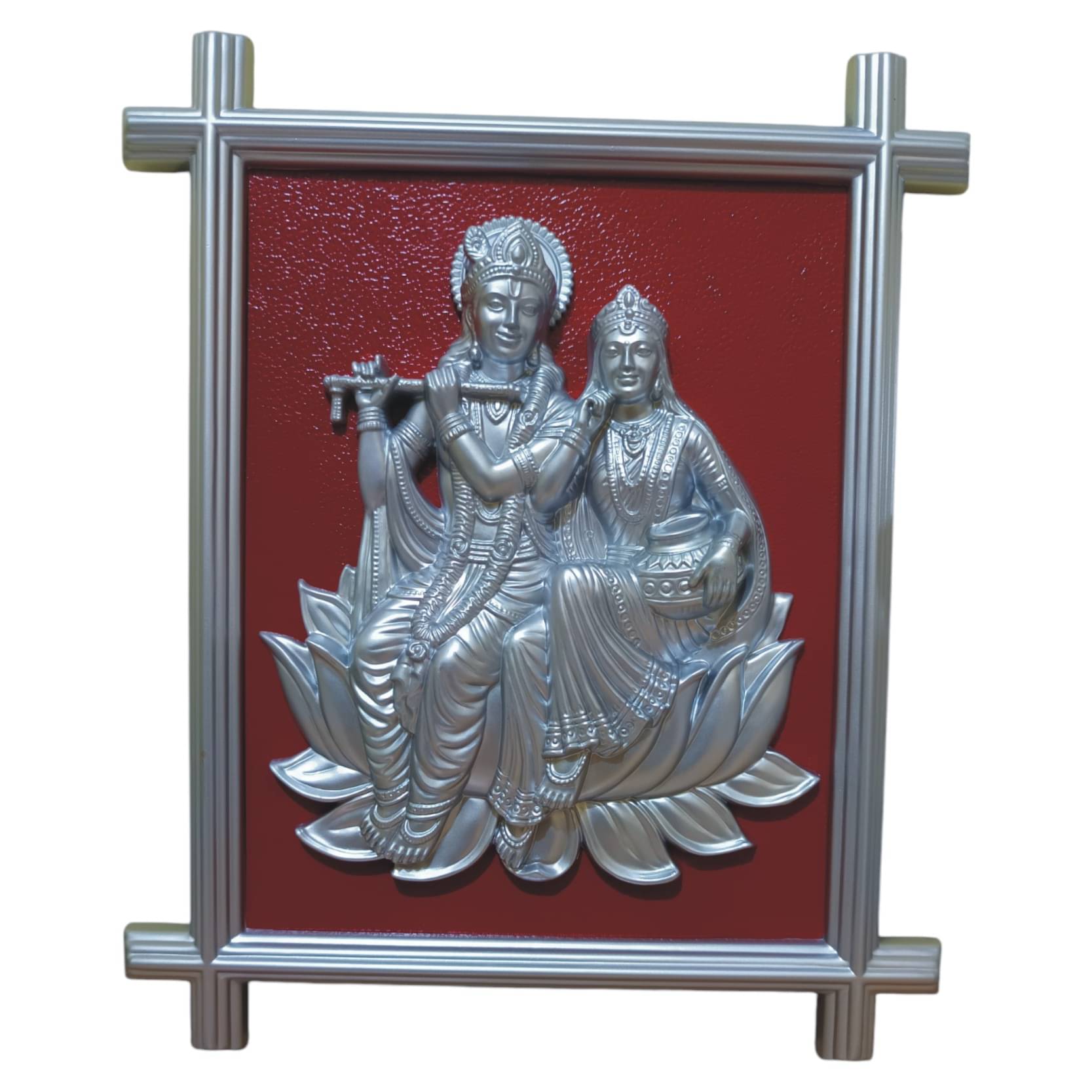     			WINSOME COLLECTION Plastic Radha Krishna Wall Hanging Wall Sculpture Silver - Pack of 1