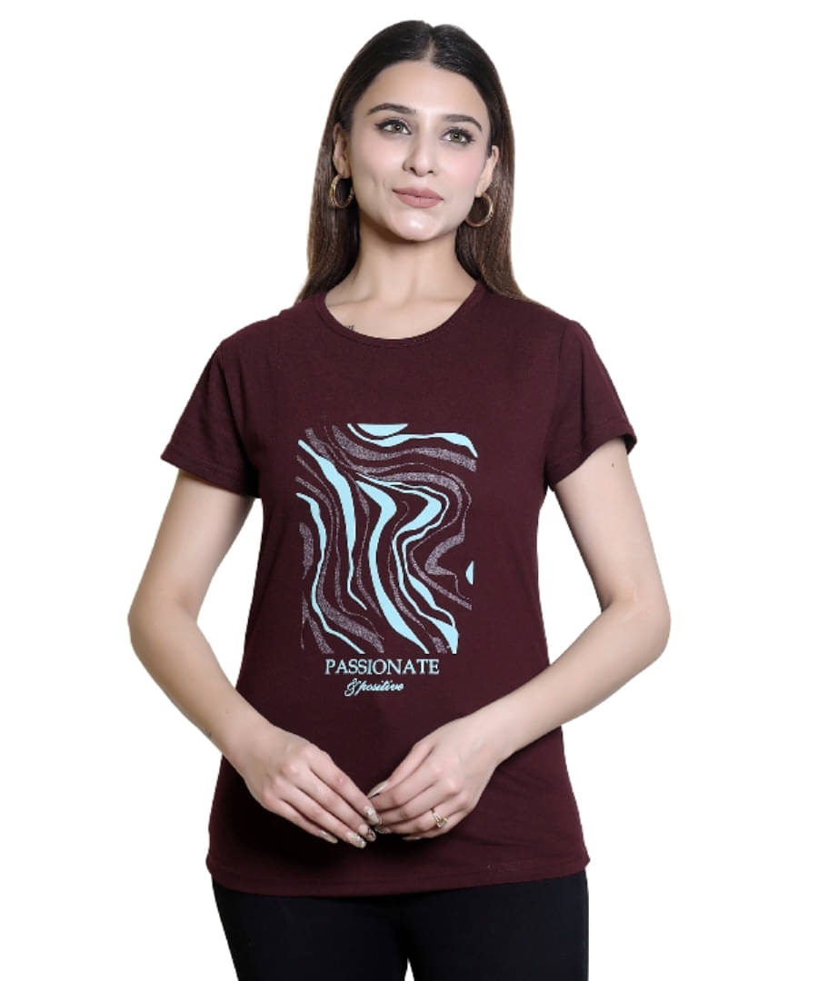 Whyme Fashion Women Cotton Printed Regular Fit Round Neck T-Shirt ( Coral ) Whyme Fashion Women Cotton Printed Regular Fit Round Neck T-Shirt ( Coral )