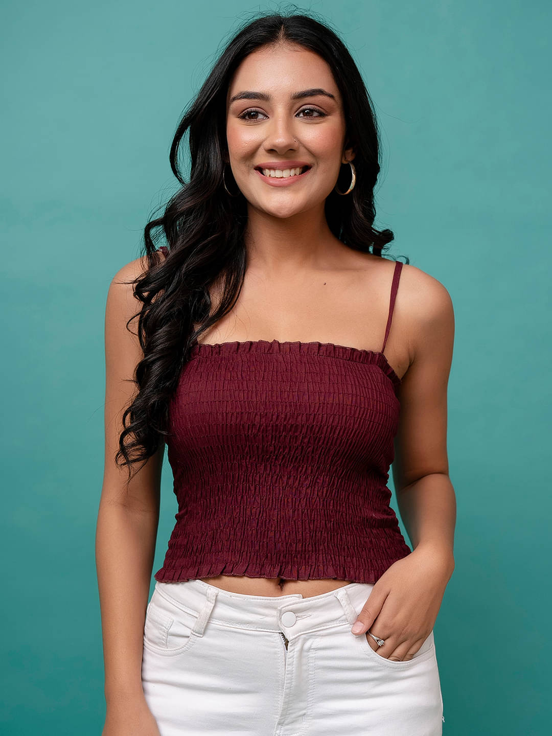     			feranoid Women's Viscose Rayon Crop Top ( Maroon )