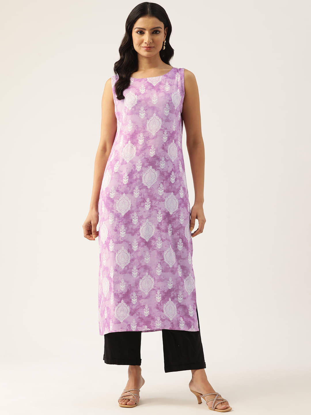 feranoid Pack of 1 Cotton Blend Printed Straight Women's Kurti - ( Purple )     			feranoid Pack of 1 Cotton Blend Printed Straight Women's Kurti - ( Purple )