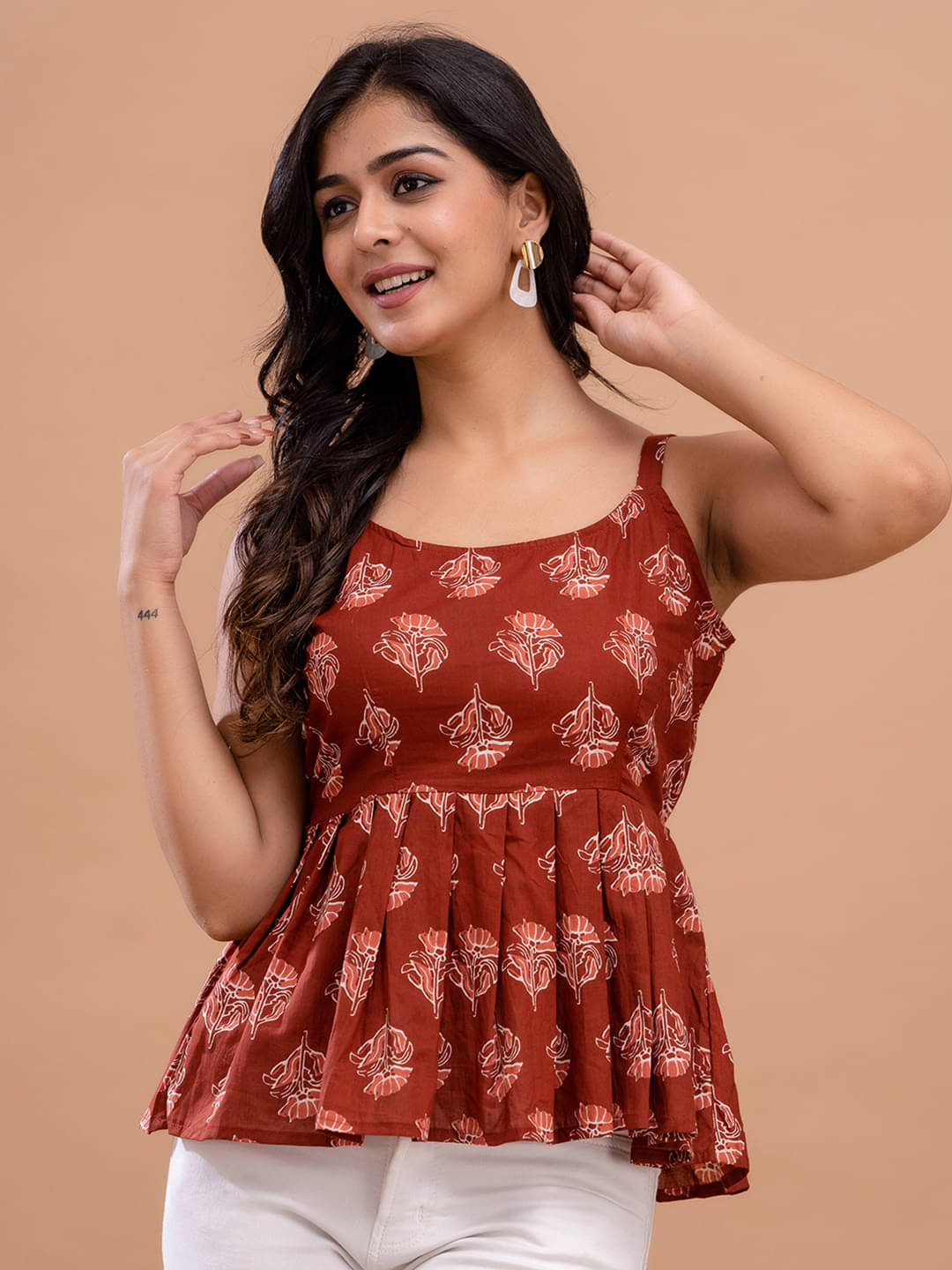     			feranoid Women's Cotton Blend Regular Top ( Red )