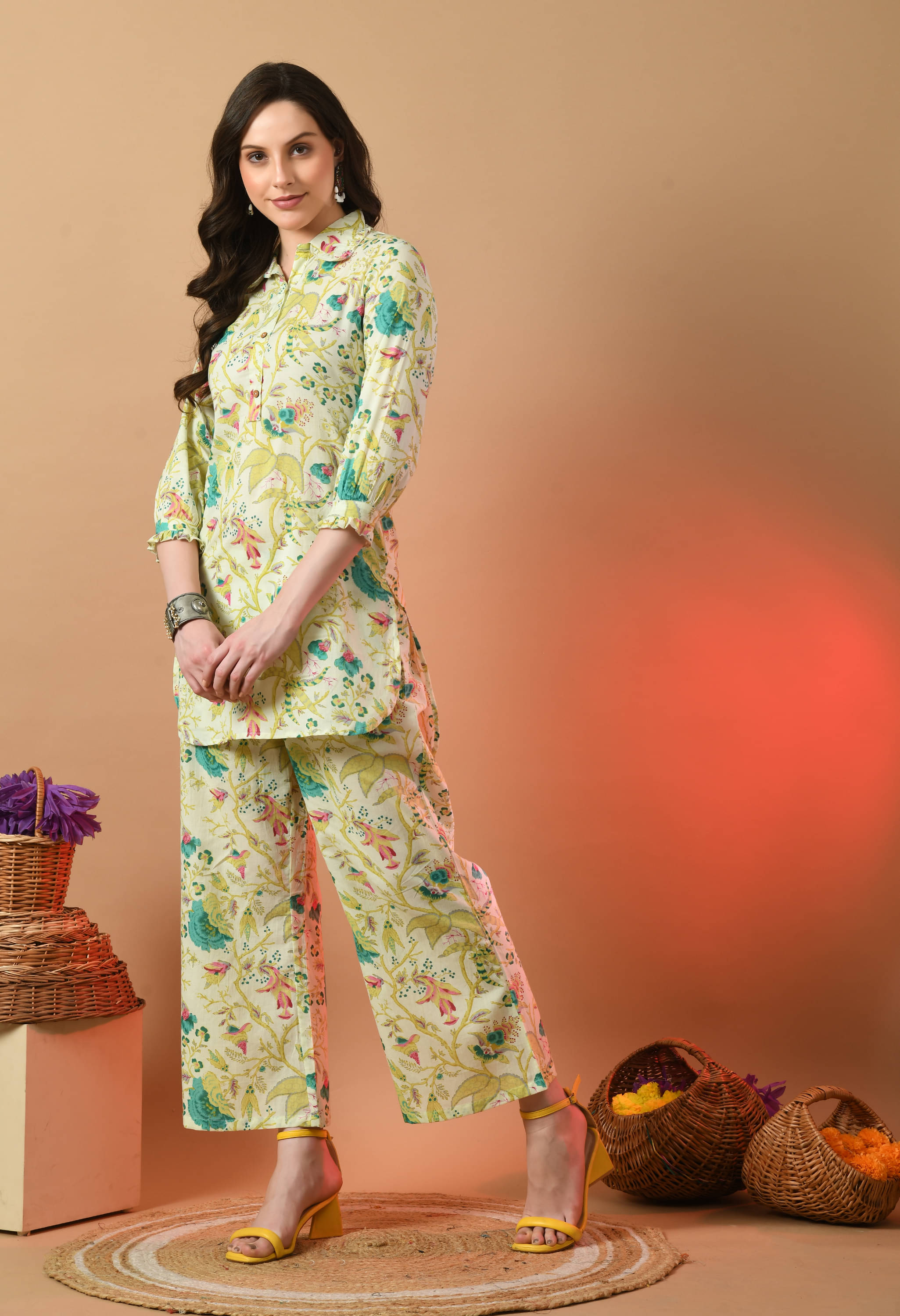     			feranoid Yellow Cotton Women's Nightwear Nightsuit Sets ( Pack of 1 )
