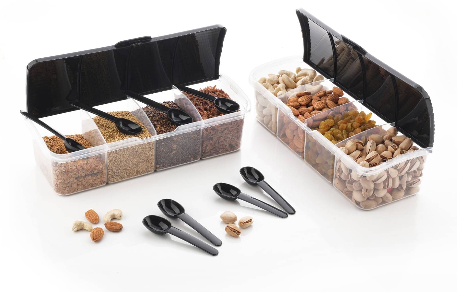     			omortex Plastic Black Spice Container ( Set of 2 )