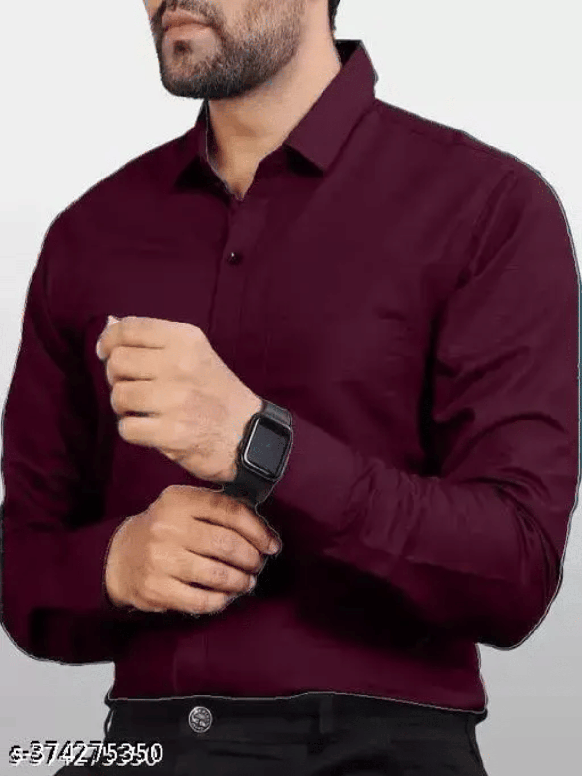 pranat Cotton Blend Regular Fit Full Sleeves Men's Formal Shirt - Maroon ( Pack of 1 )