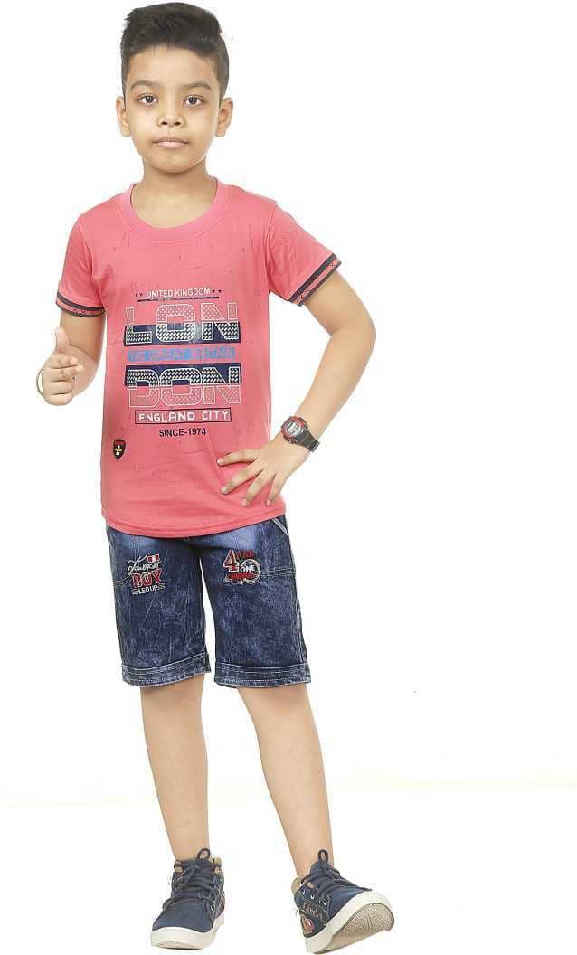 vanraj Pack of 1 Boys Cotton Blend T-Shirt & Pants Set ( Multicolor 1 )