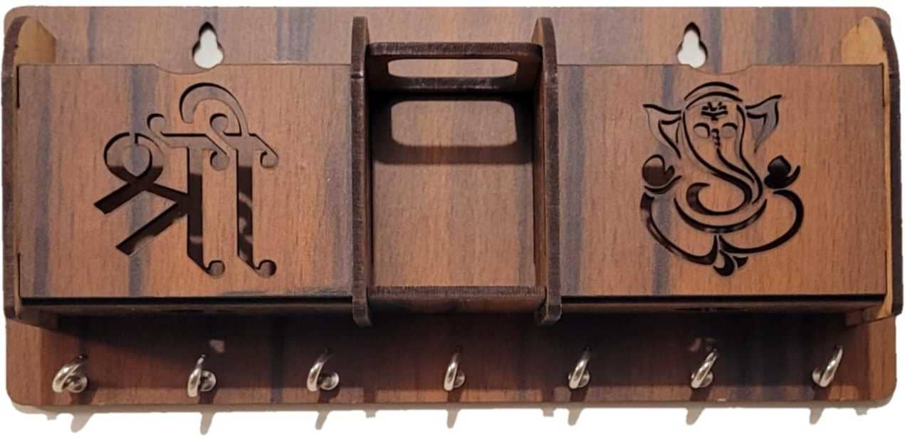 Arpita Crafts Brown Wood Key Holder - Pack of 1