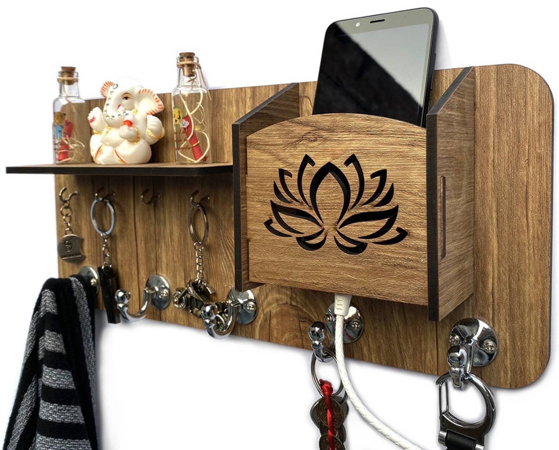 Arpita Crafts Brown Wood Key Holder - Pack of 1