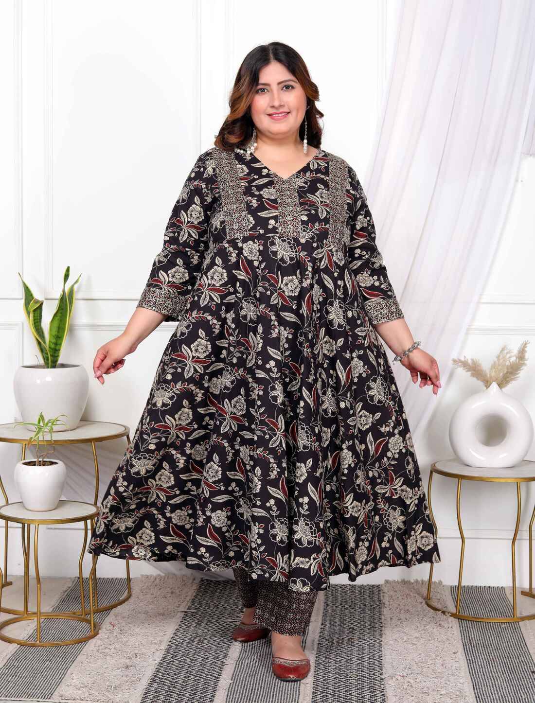     			Doriyaan Cotton Printed Kurti With Palazzo Women's Stitched Salwar Suit - Multicolor ( Pack of 1 )
