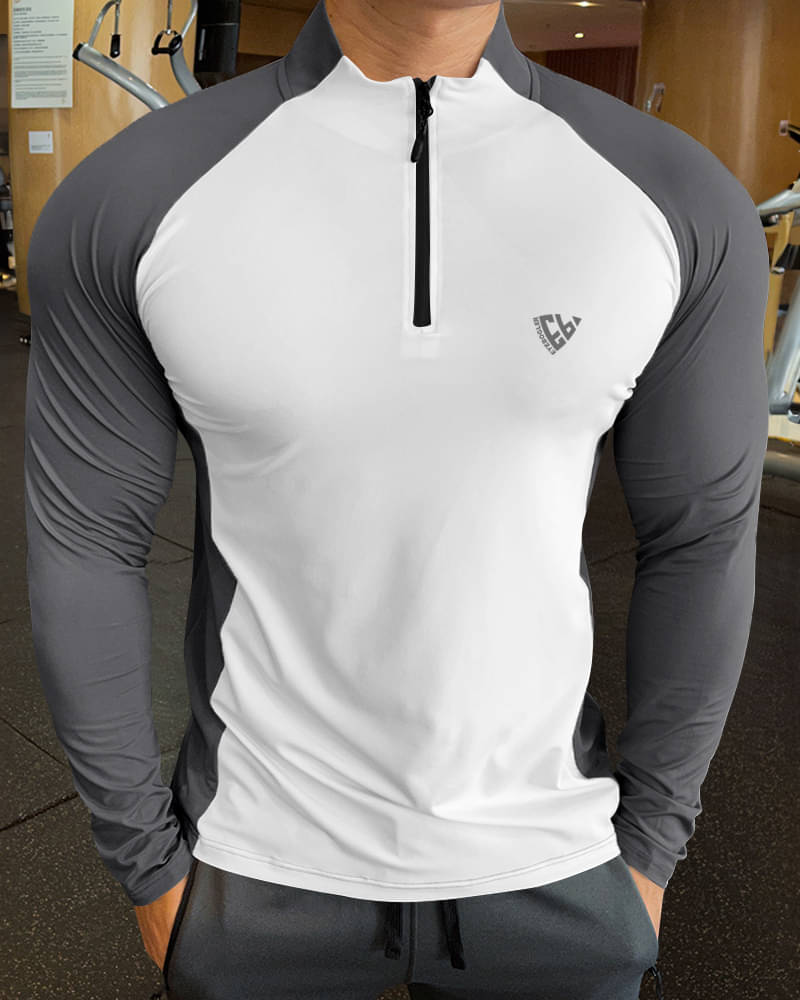     			Eyebogler Polyester Regular Fit Colorblock Full Sleeves Men's High Neck T-Shirt - Grey ( Pack of 1 )