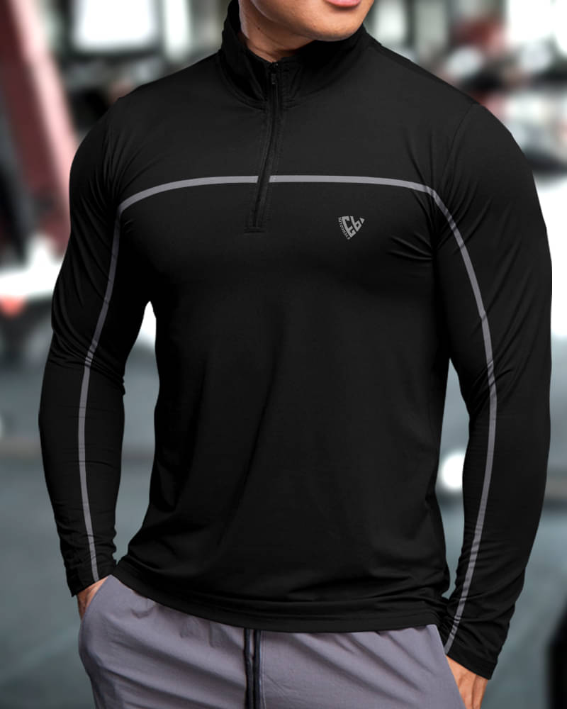     			Eyebogler Polyester Regular Fit Solid Full Sleeves Men's High Neck T-Shirt - Black ( Pack of 1 )