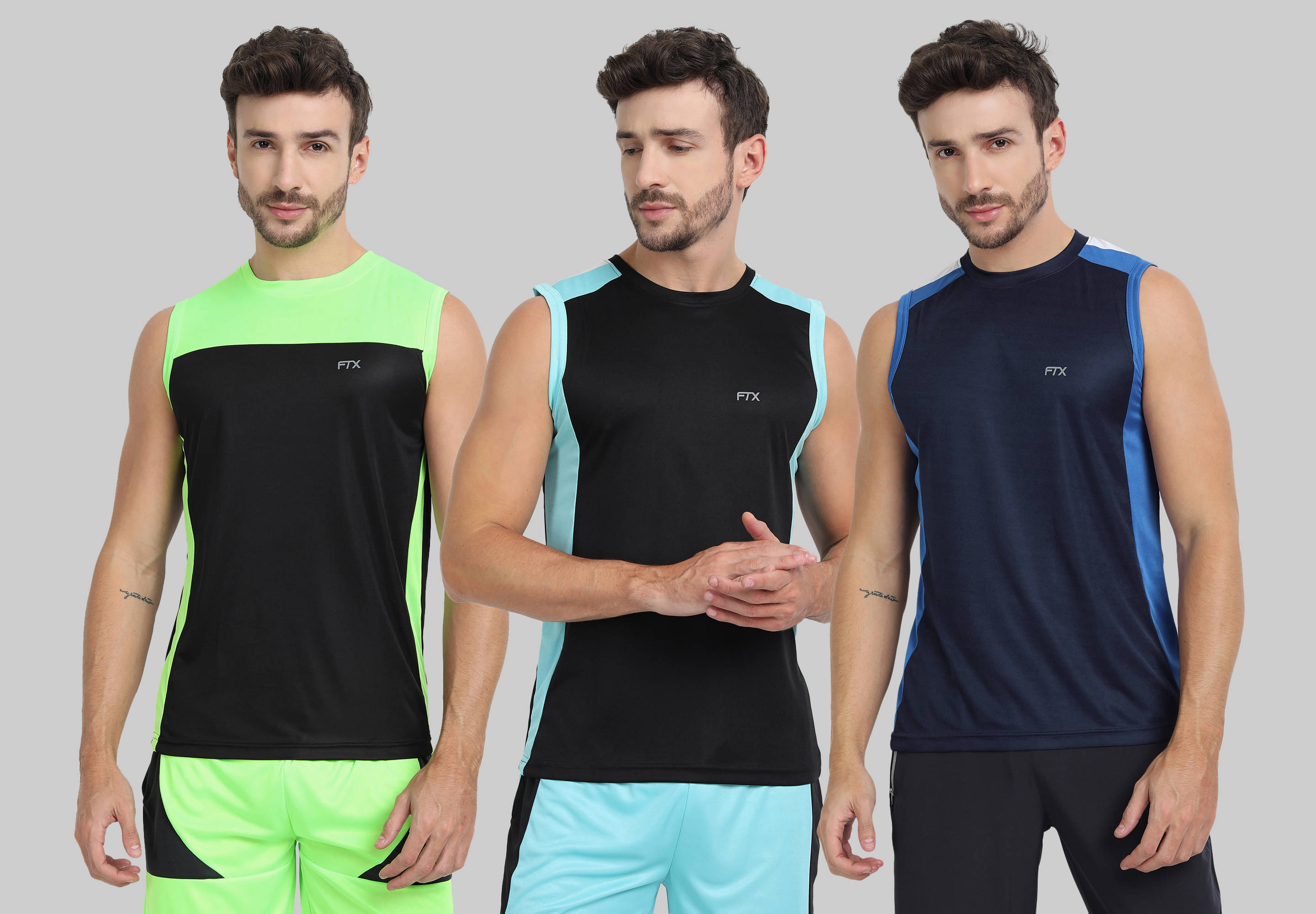 FTX Pack of 3 Polyester Basic Vest For Men ( Navy ) FTX Pack of 3 Polyester Basic Vest For Men ( Navy )