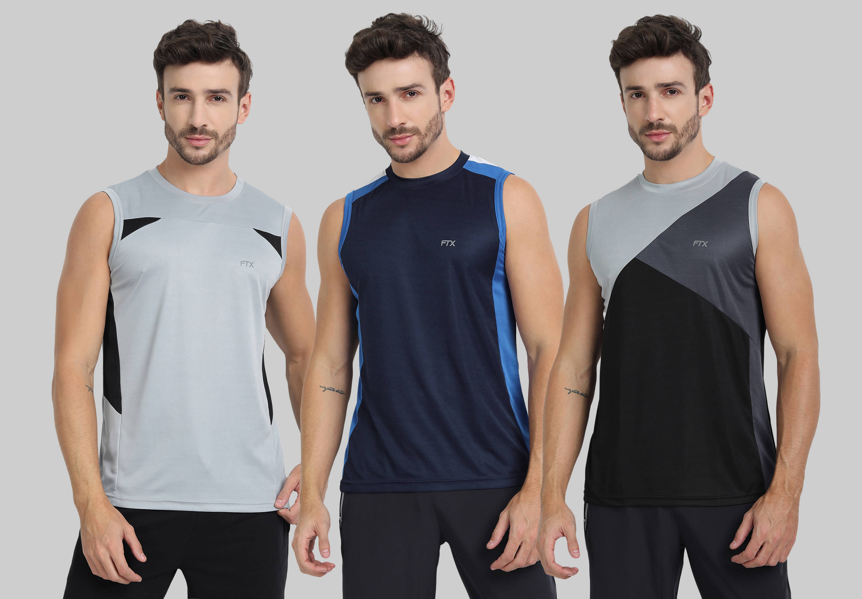 FTX Pack of 3 Polyester Basic Vest For Men ( Navy Blue ) FTX Pack of 3 Polyester Basic Vest For Men ( Navy Blue )
