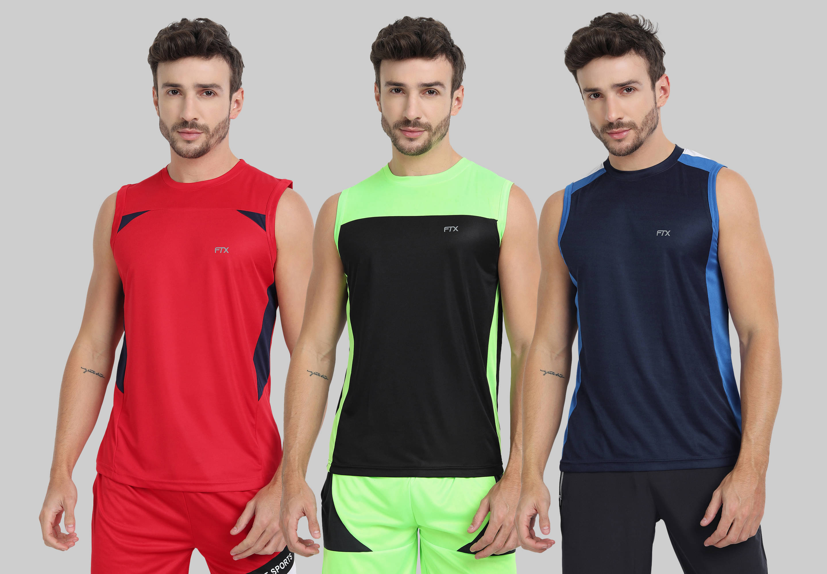 FTX Pack of 3 Polyester Basic Vest For Men ( Red ) FTX Pack of 3 Polyester Basic Vest For Men ( Red )