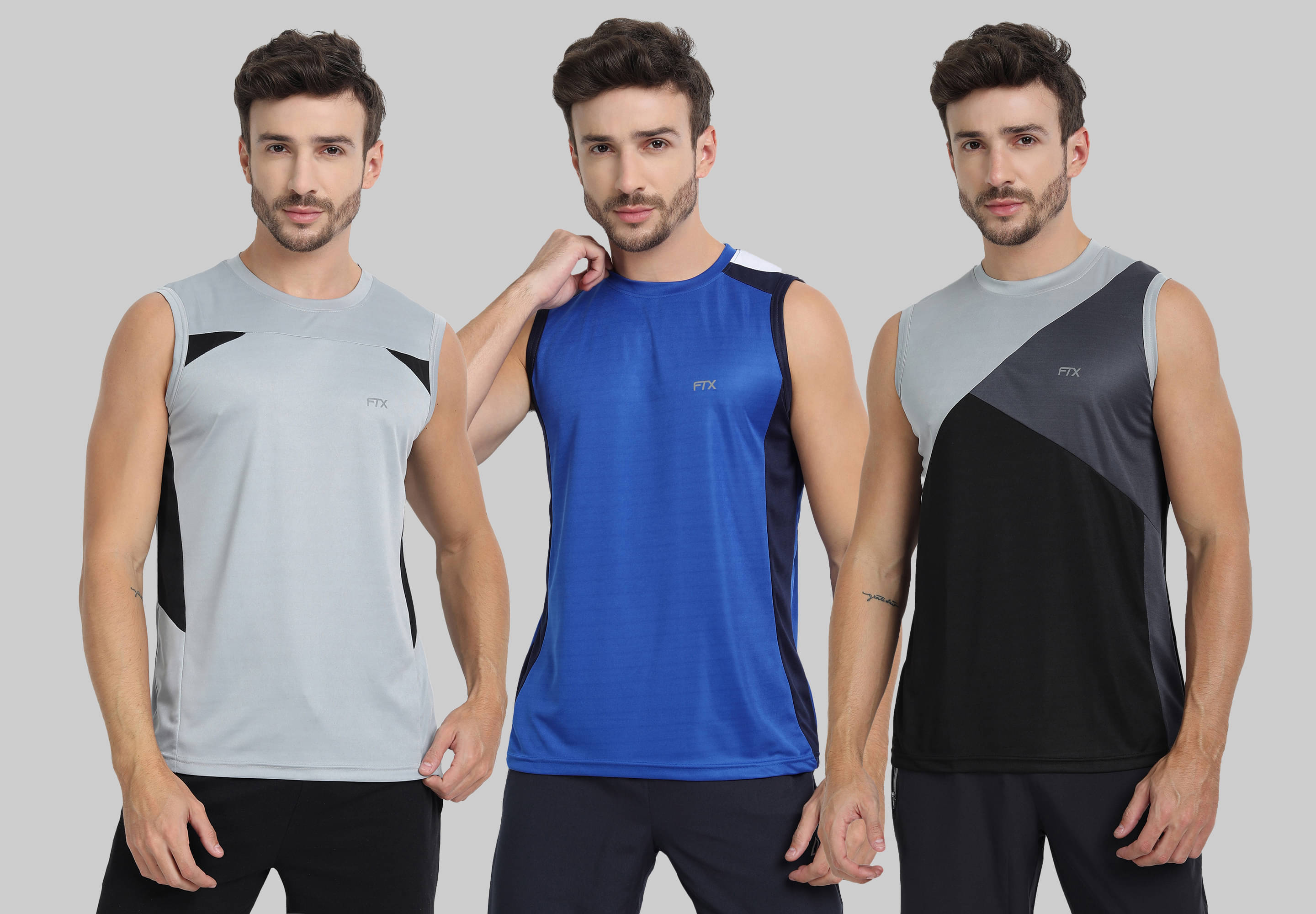 FTX Pack of 3 Polyester Basic Vest For Men ( Black ) FTX Pack of 3 Polyester Basic Vest For Men ( Black )
