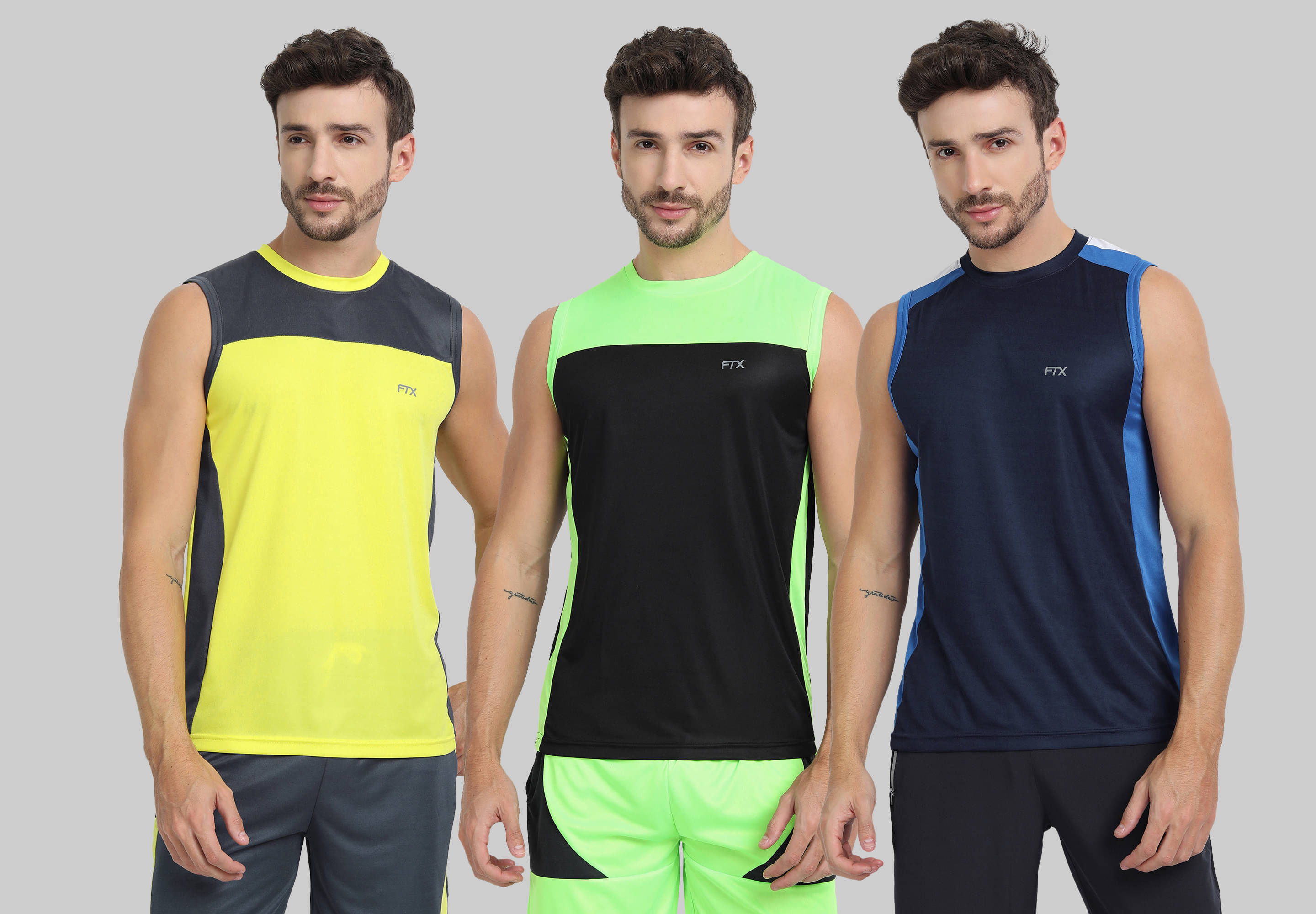 FTX Pack of 3 Polyester Basic Vest For Men ( Navy ) FTX Pack of 3 Polyester Basic Vest For Men ( Navy )