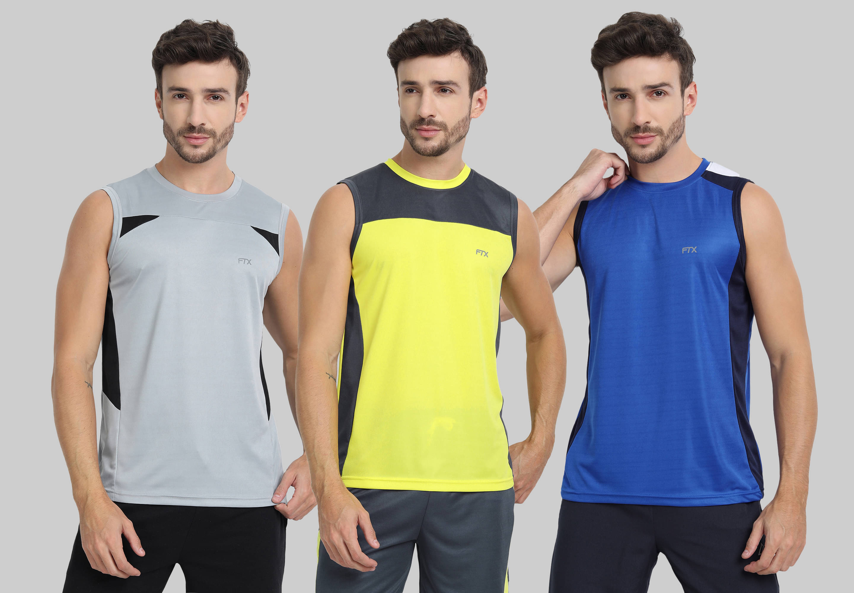     			FTX Pack of 3 Polyester Basic Vest For Men ( Yellow )