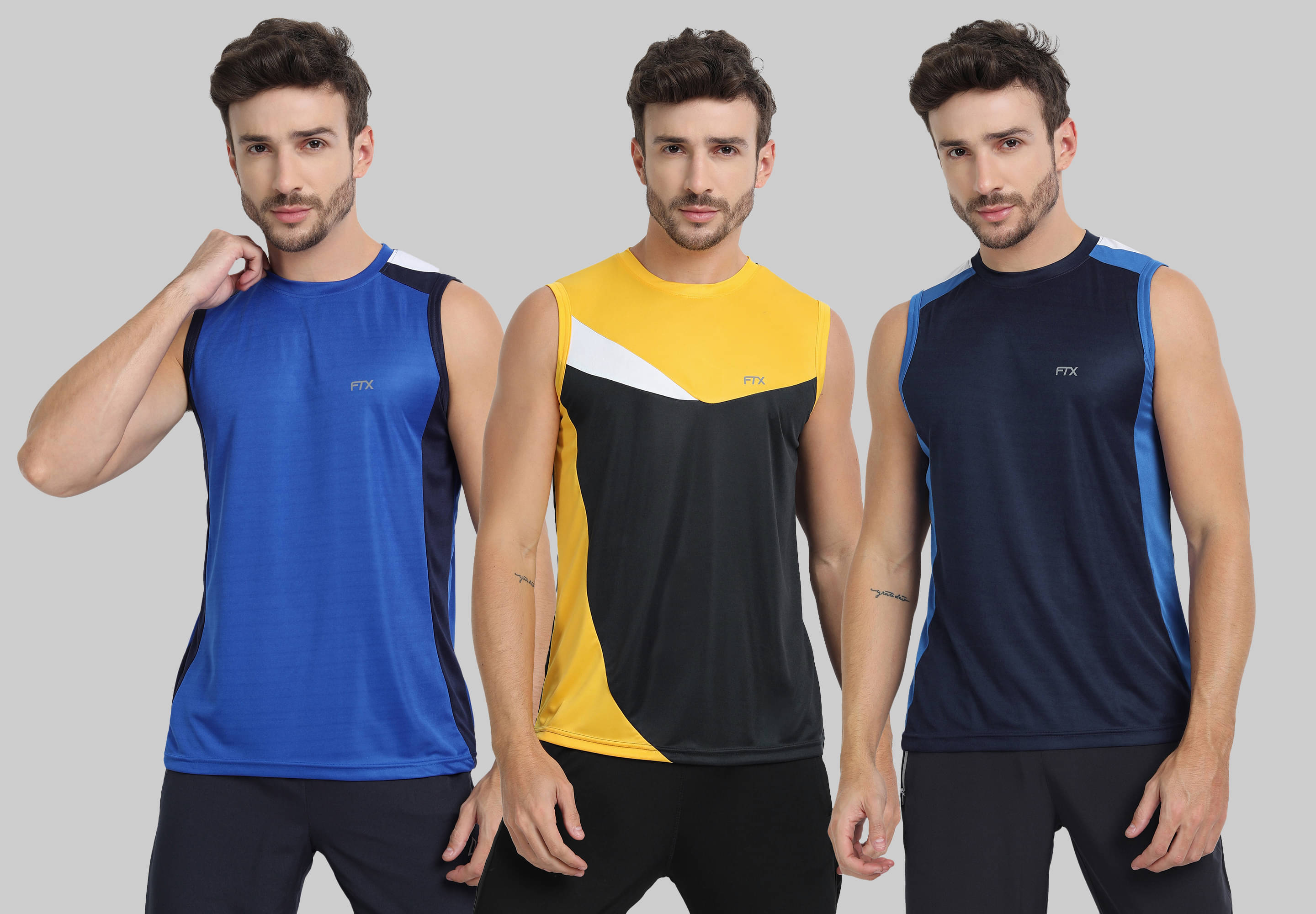 FTX Pack of 3 Polyester Basic Vest For Men ( Navy ) FTX Pack of 3 Polyester Basic Vest For Men ( Navy )