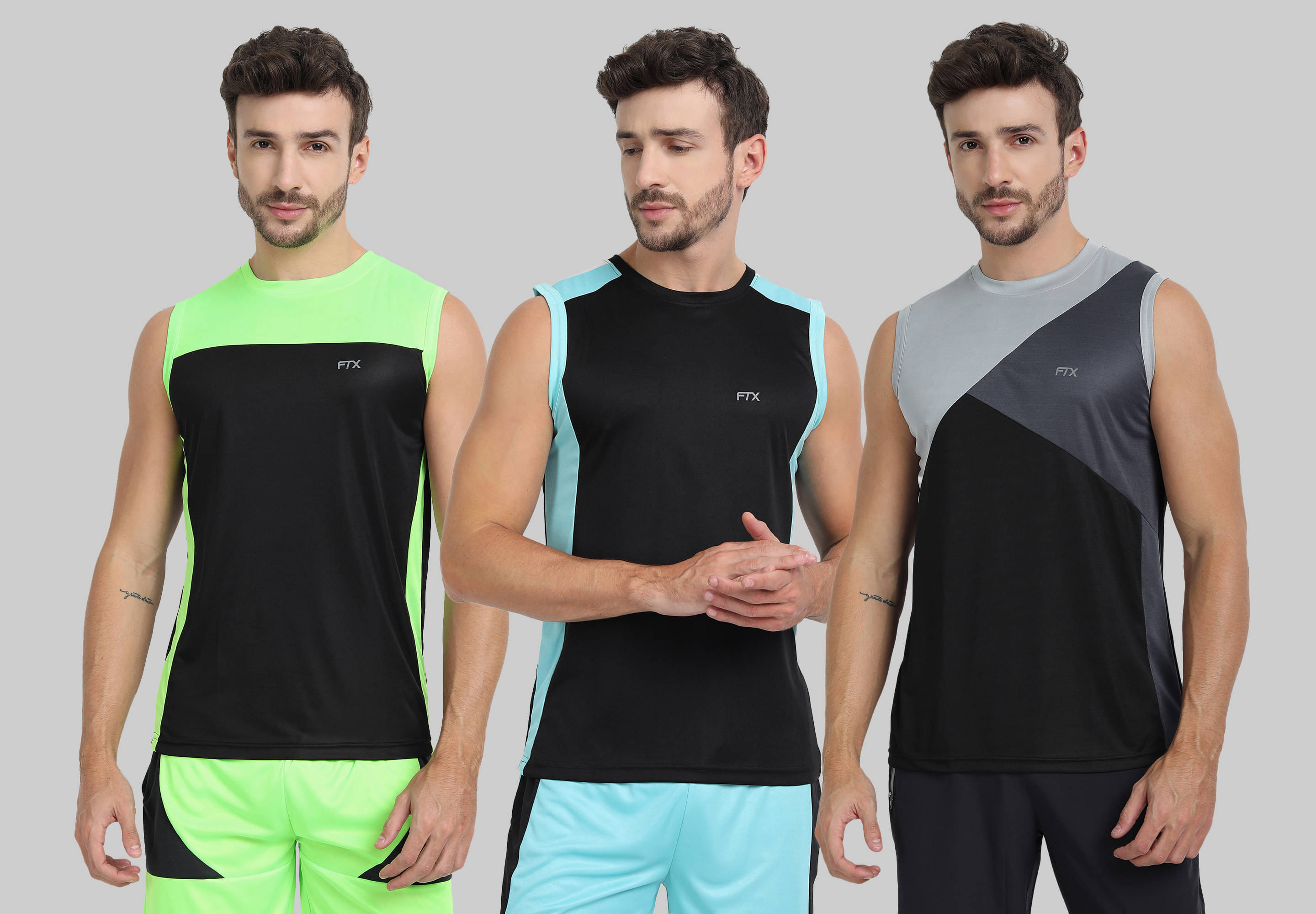 FTX Pack of 3 Polyester Basic Vest For Men ( Black ) FTX Pack of 3 Polyester Basic Vest For Men ( Black )