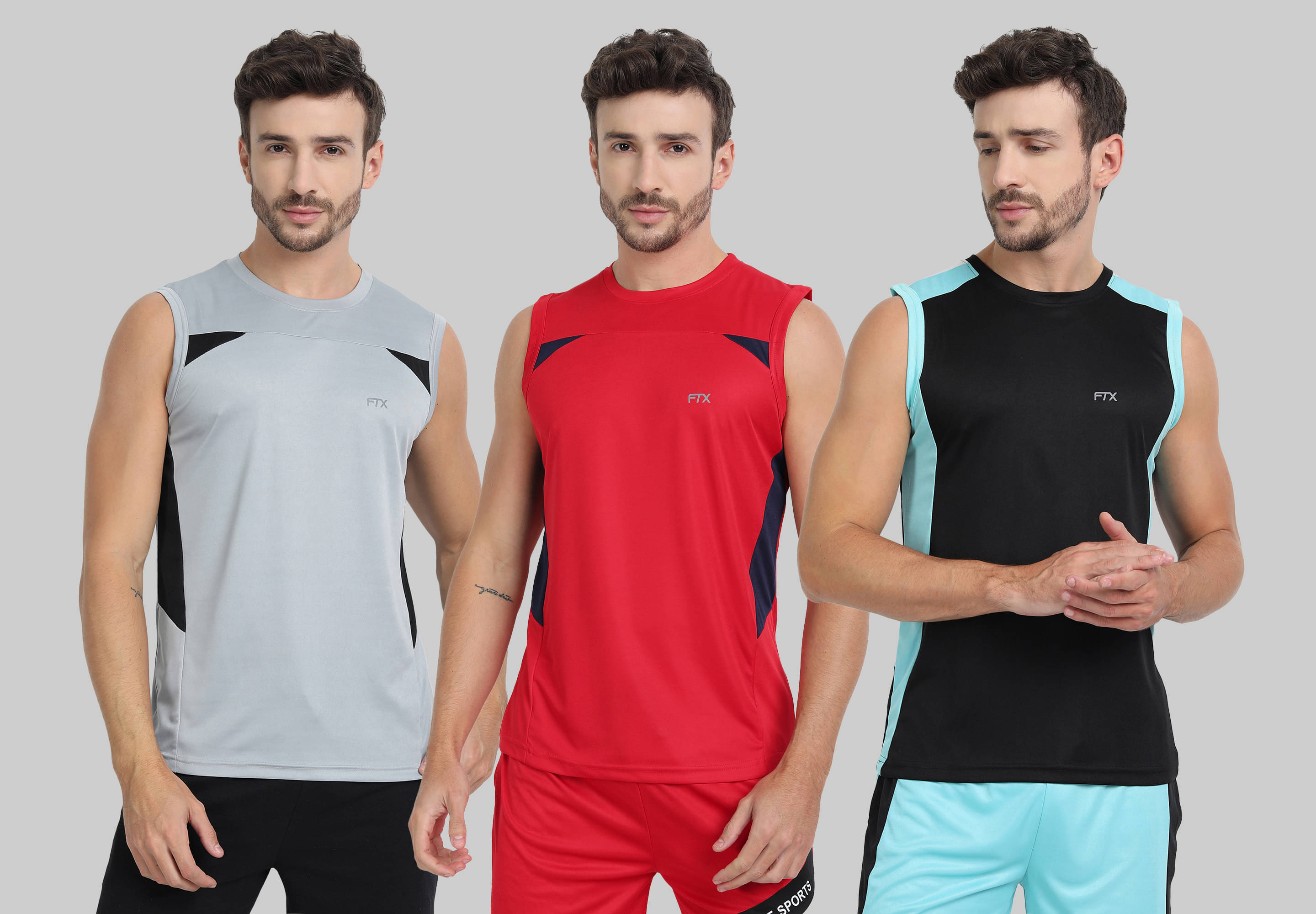 FTX Pack of 3 Polyester Basic Vest For Men ( Black )     			FTX Pack of 3 Polyester Basic Vest For Men ( Black )