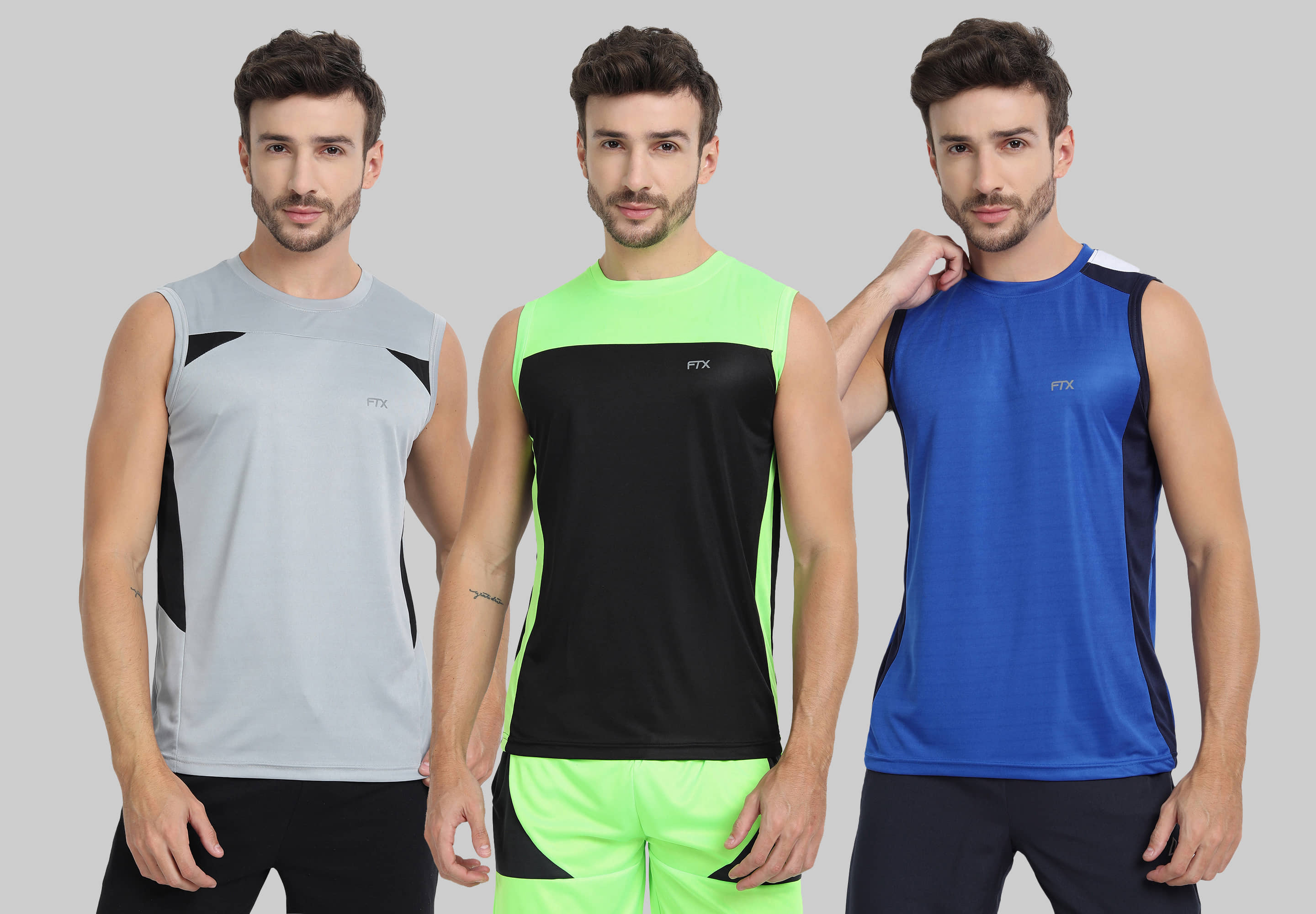 FTX Pack of 3 Polyester Basic Vest For Men ( Blue ) - Nightwear & Loungewear | Buy online on ZillyBuy