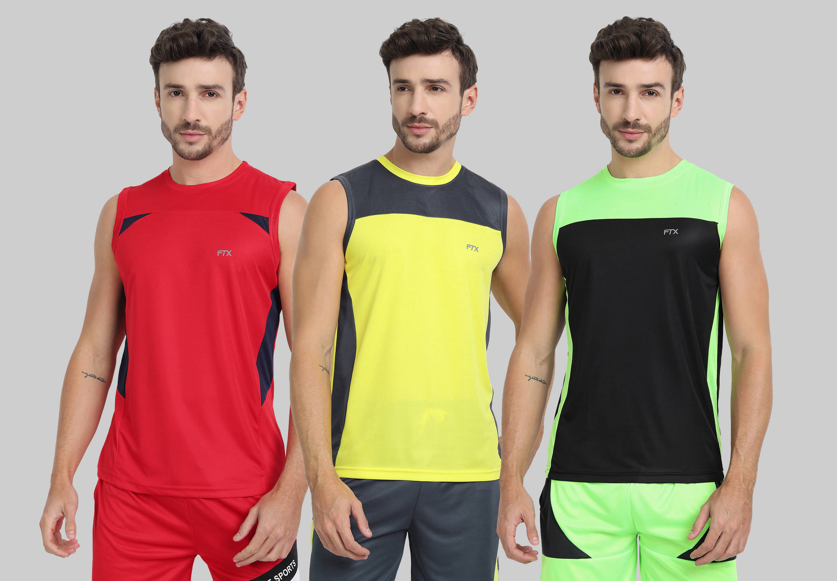     			FTX Pack of 3 Polyester Basic Vest For Men ( Black )