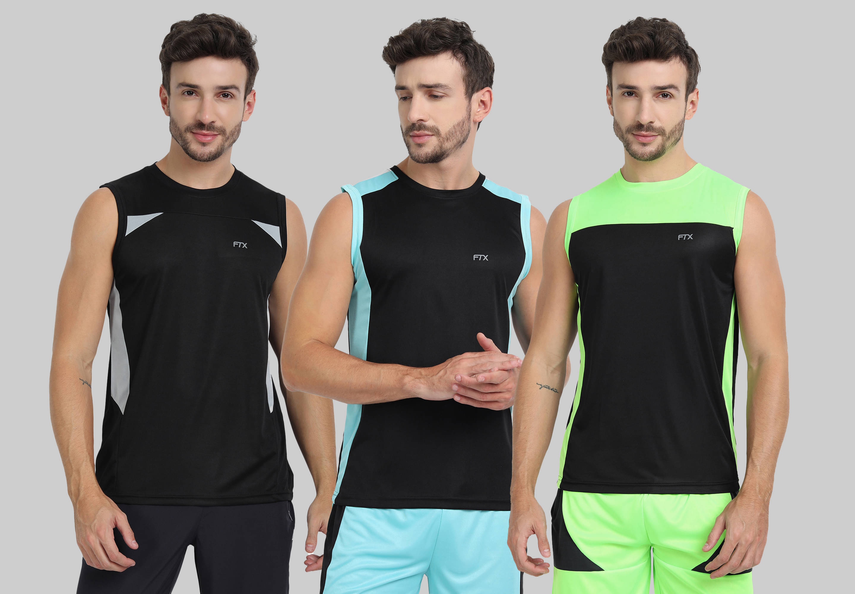 FTX Pack of 3 Polyester Basic Vest For Men ( Black ) FTX Pack of 3 Polyester Basic Vest For Men ( Black )