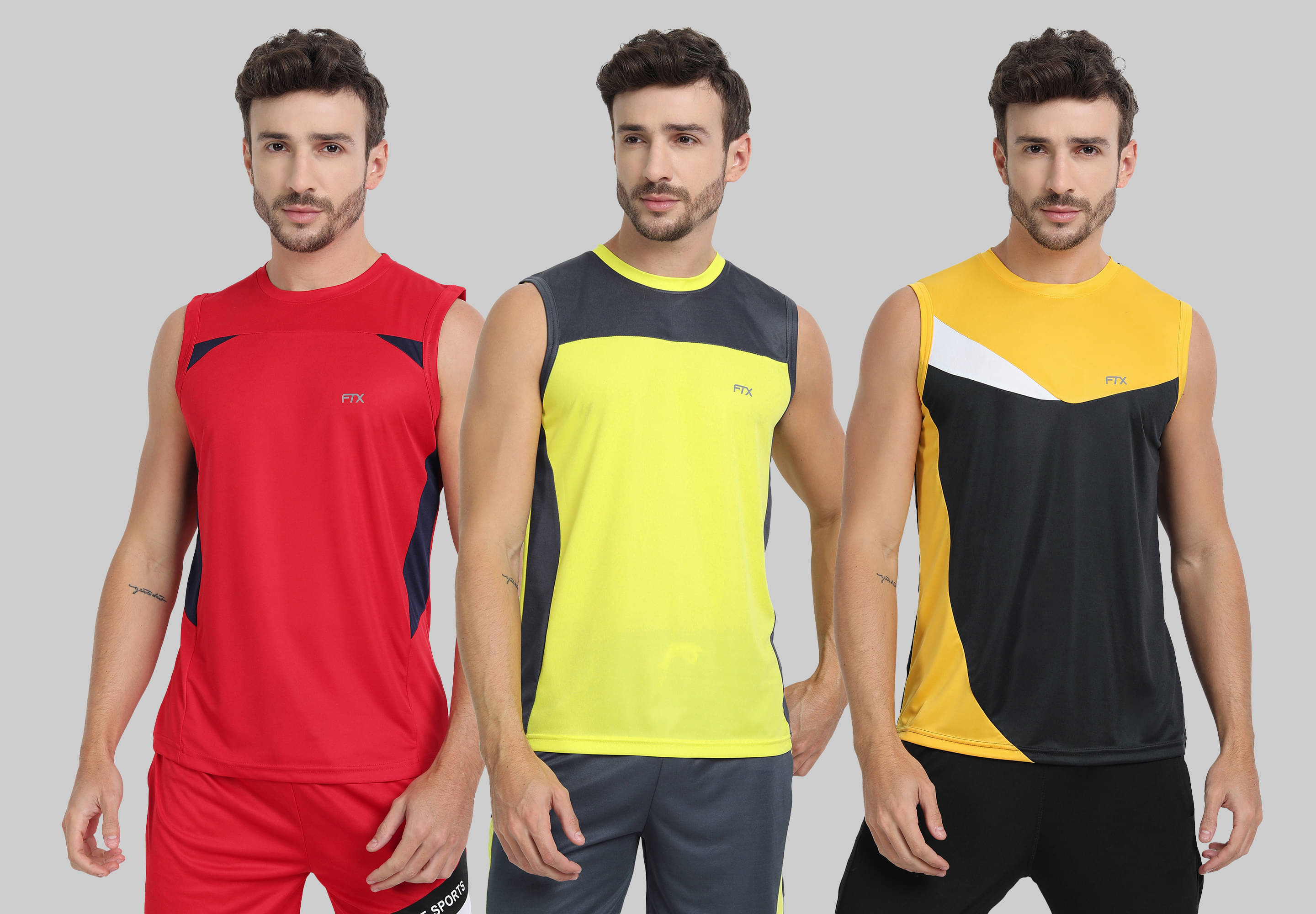 FTX Pack of 3 Polyester Basic Vest For Men ( Red ) FTX Pack of 3 Polyester Basic Vest For Men ( Red )