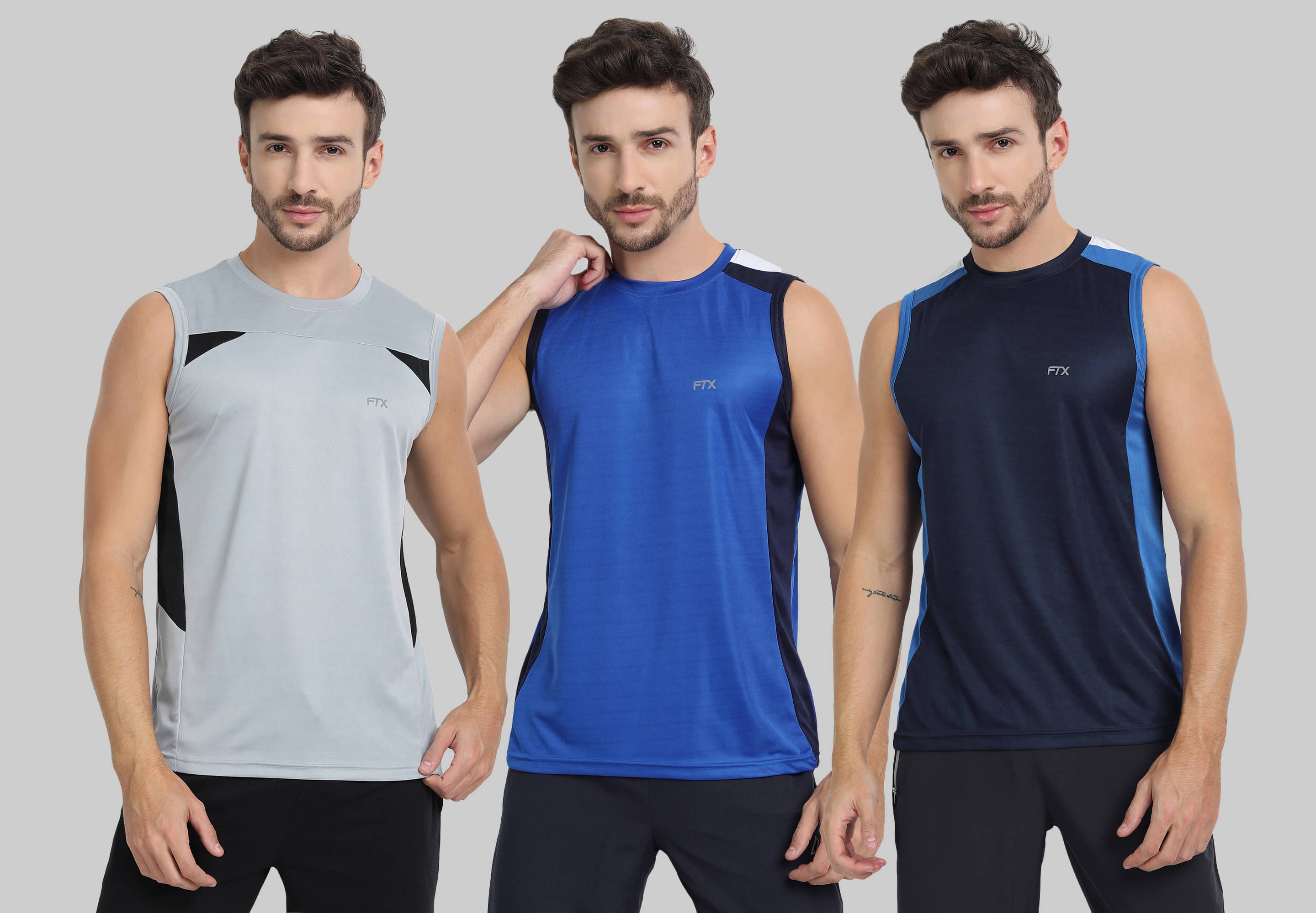 FTX Pack of 3 Polyester Basic Vest For Men ( Navy ) - Nightwear & Loungewear | Buy online on ZillyBuy