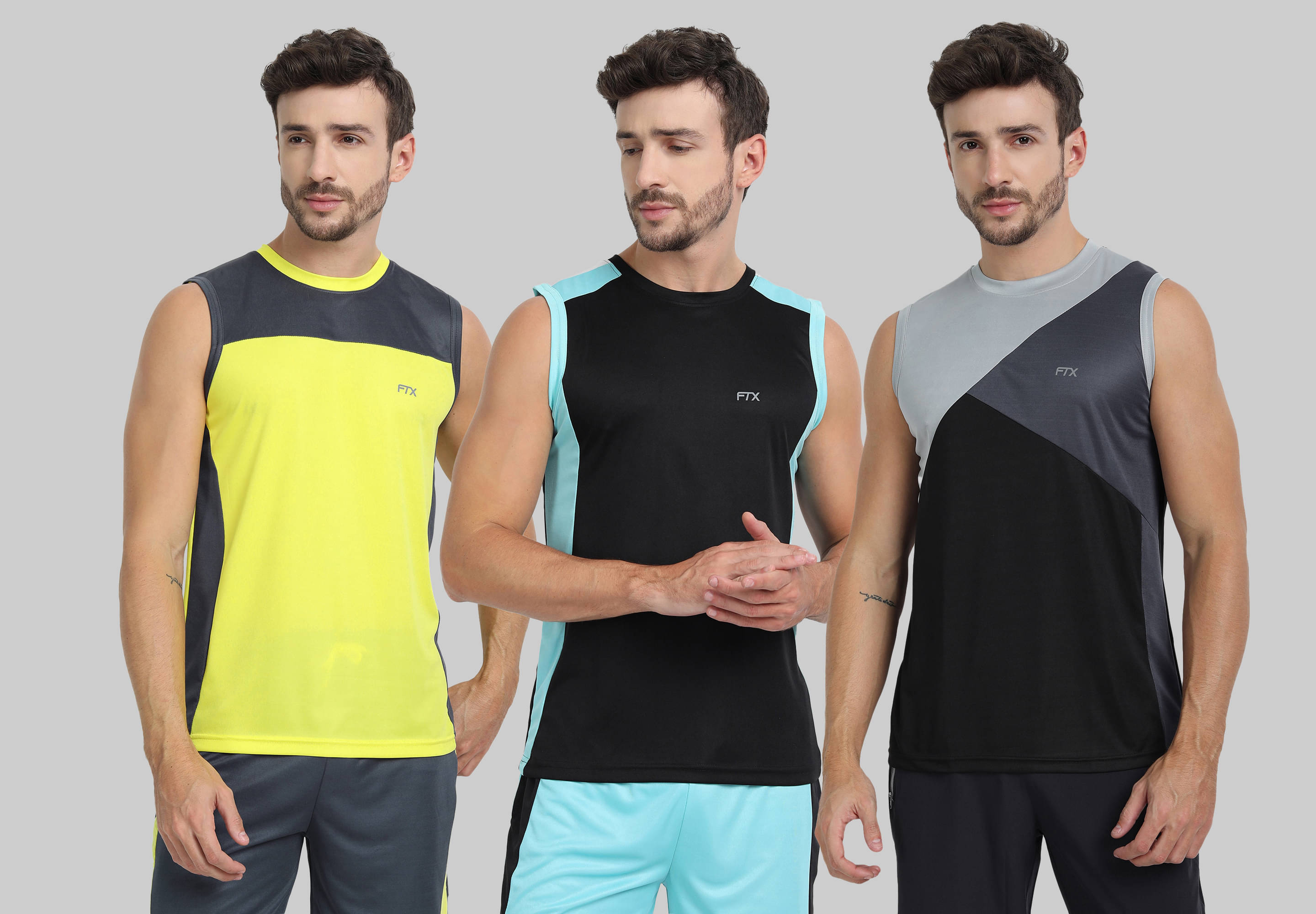 FTX Pack of 3 Polyester Basic Vest For Men ( Black ) FTX Pack of 3 Polyester Basic Vest For Men ( Black )