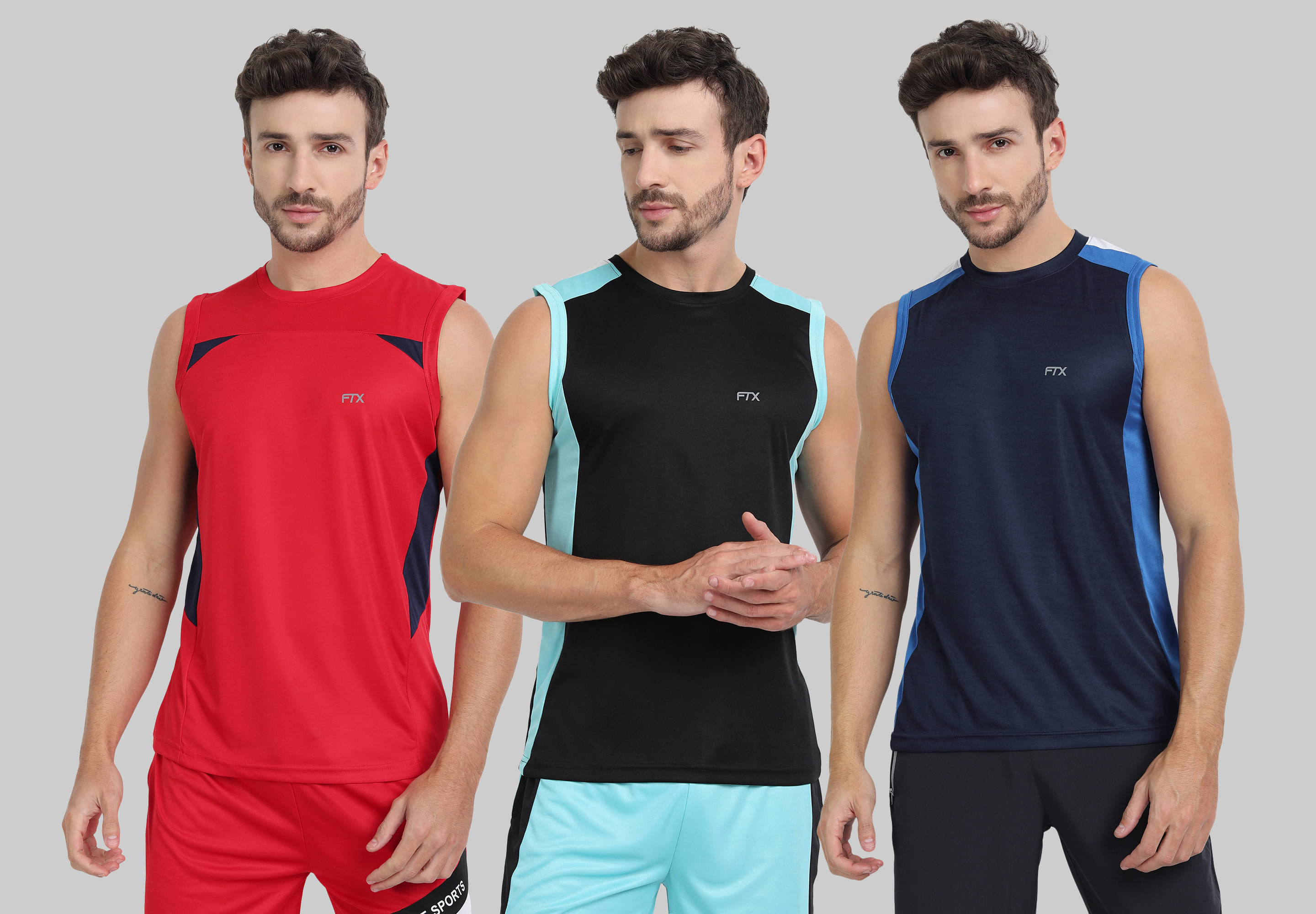 FTX Pack of 3 Polyester Basic Vest For Men ( Navy ) FTX Pack of 3 Polyester Basic Vest For Men ( Navy )