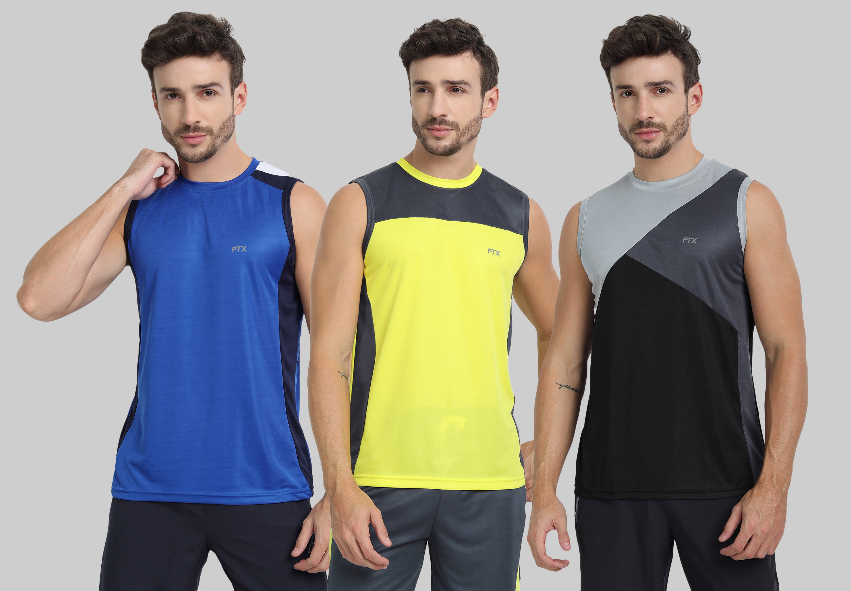 FTX Pack of 3 Polyester Basic Vest For Men ( Black ) FTX Pack of 3 Polyester Basic Vest For Men ( Black )