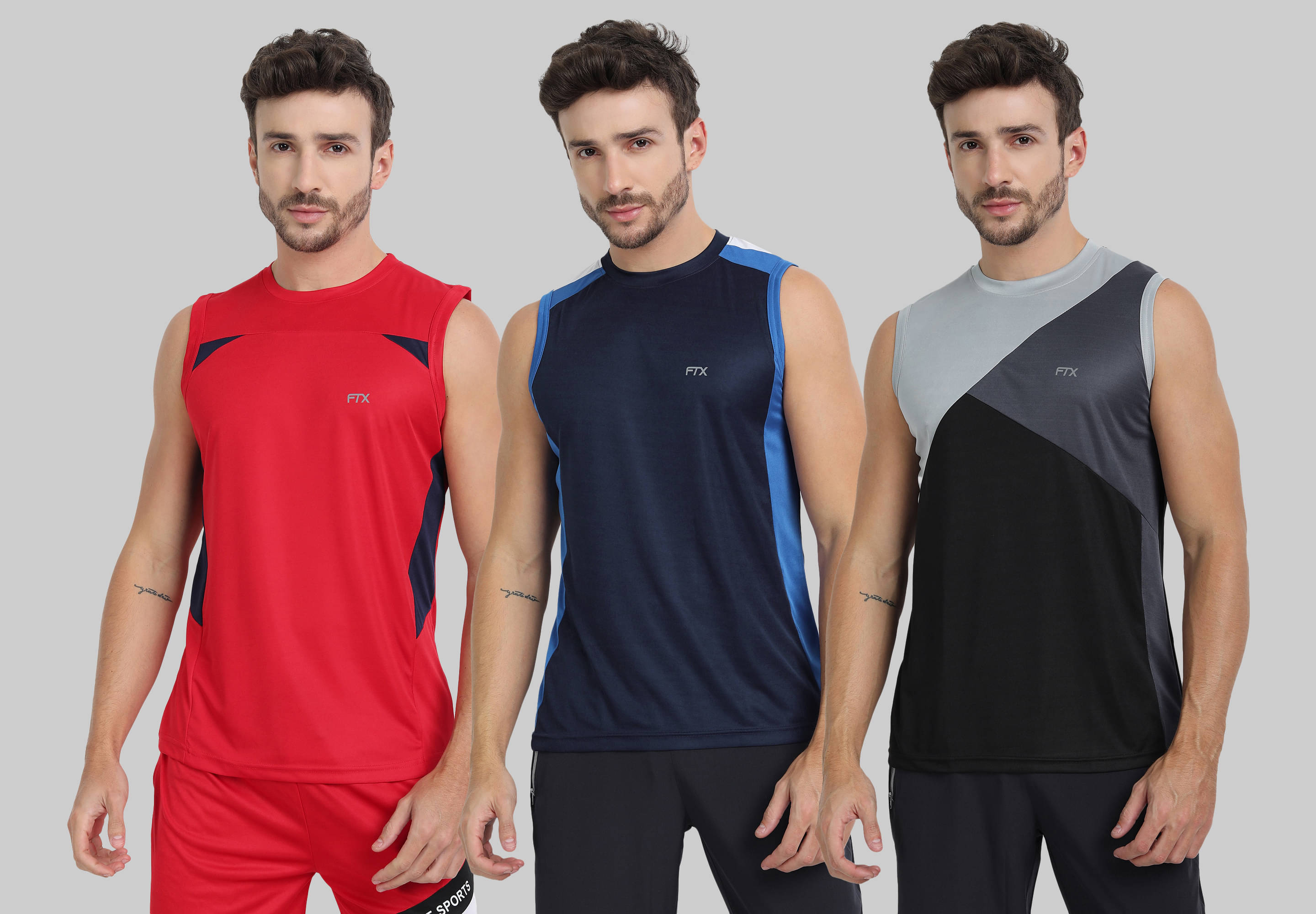 FTX Pack of 3 Polyester Basic Vest For Men ( Red ) FTX Pack of 3 Polyester Basic Vest For Men ( Red )