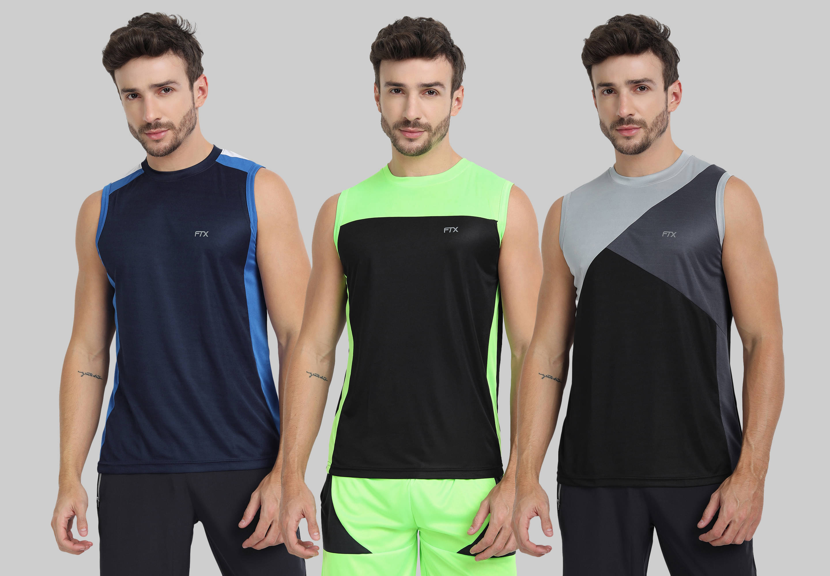 FTX Pack of 3 Polyester Basic Vest For Men ( Black ) FTX Pack of 3 Polyester Basic Vest For Men ( Black )